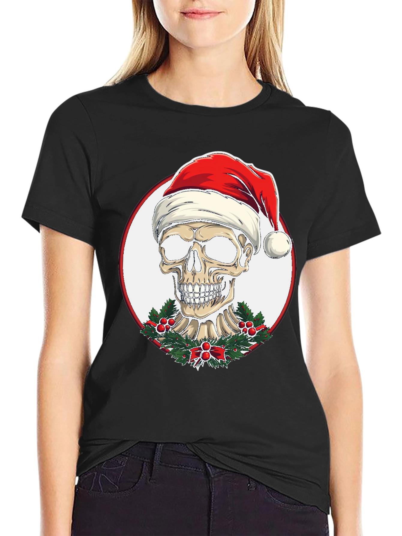Skull Santa Hat T-Shirt