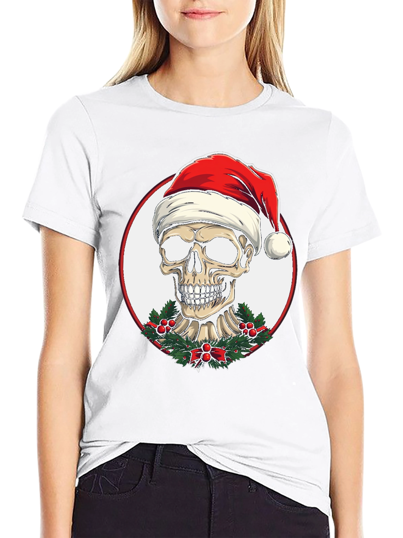 Skull Santa Hat T-Shirt