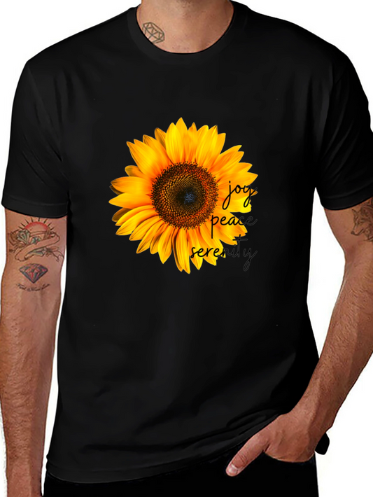 Sunflower Joy Peace Serenity Black T-Shirt