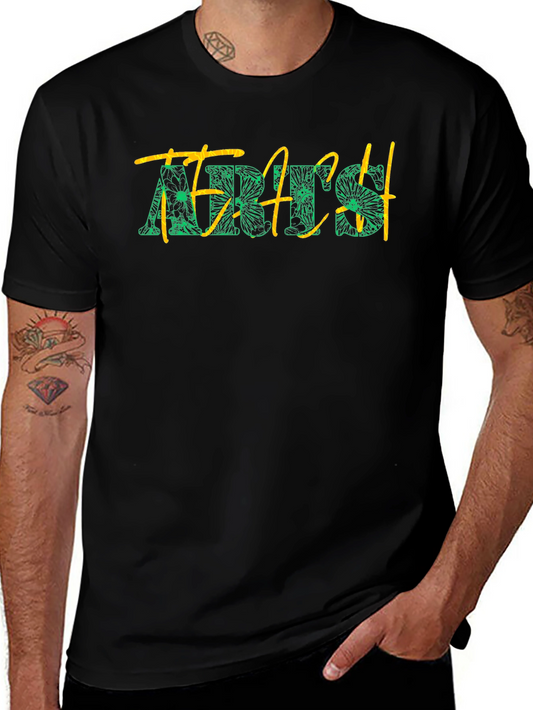 Floral Teach T-Shirt - Black