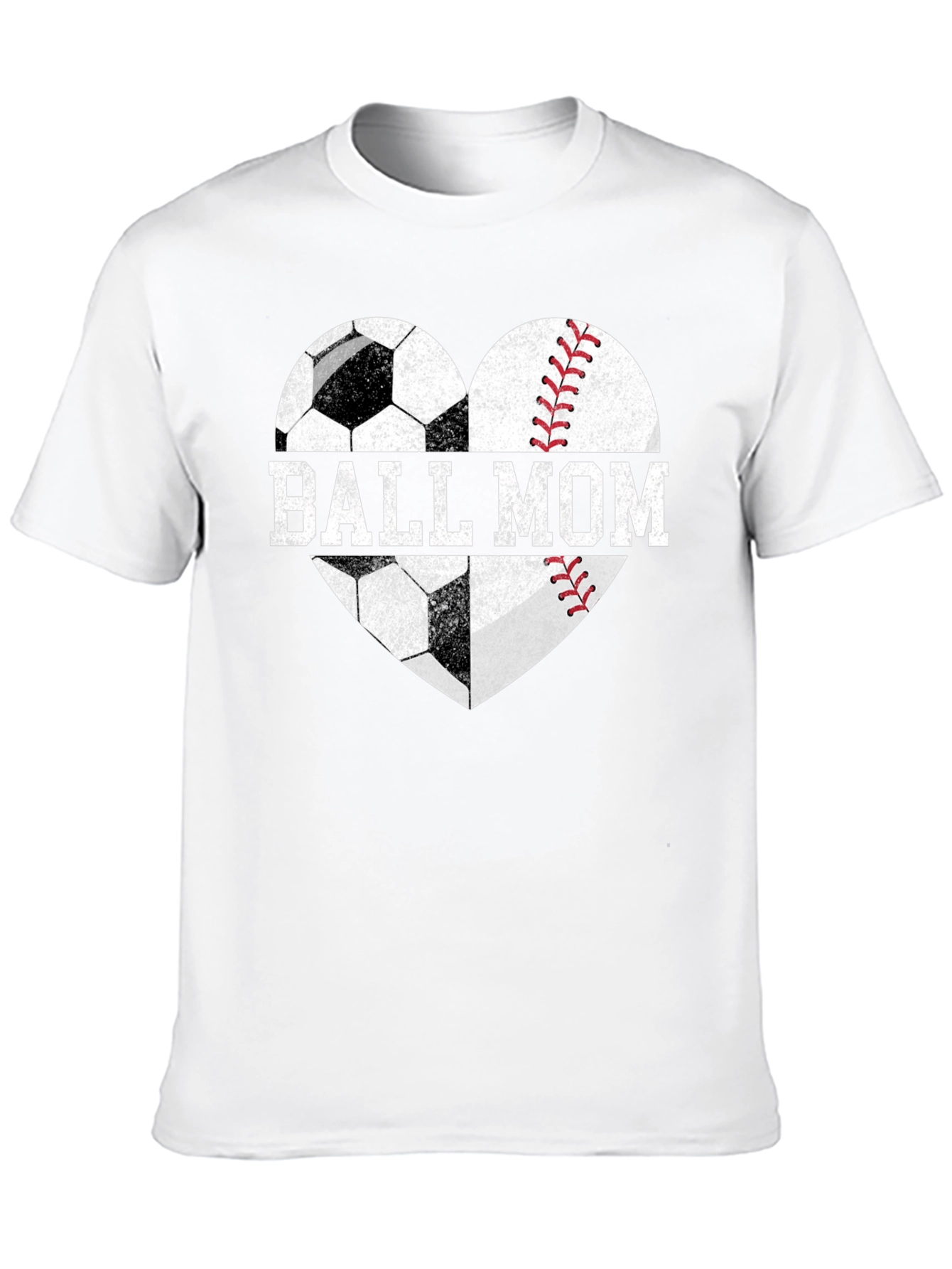 Ball Mom Graphic Tee - Soccer Baseball Heart Design