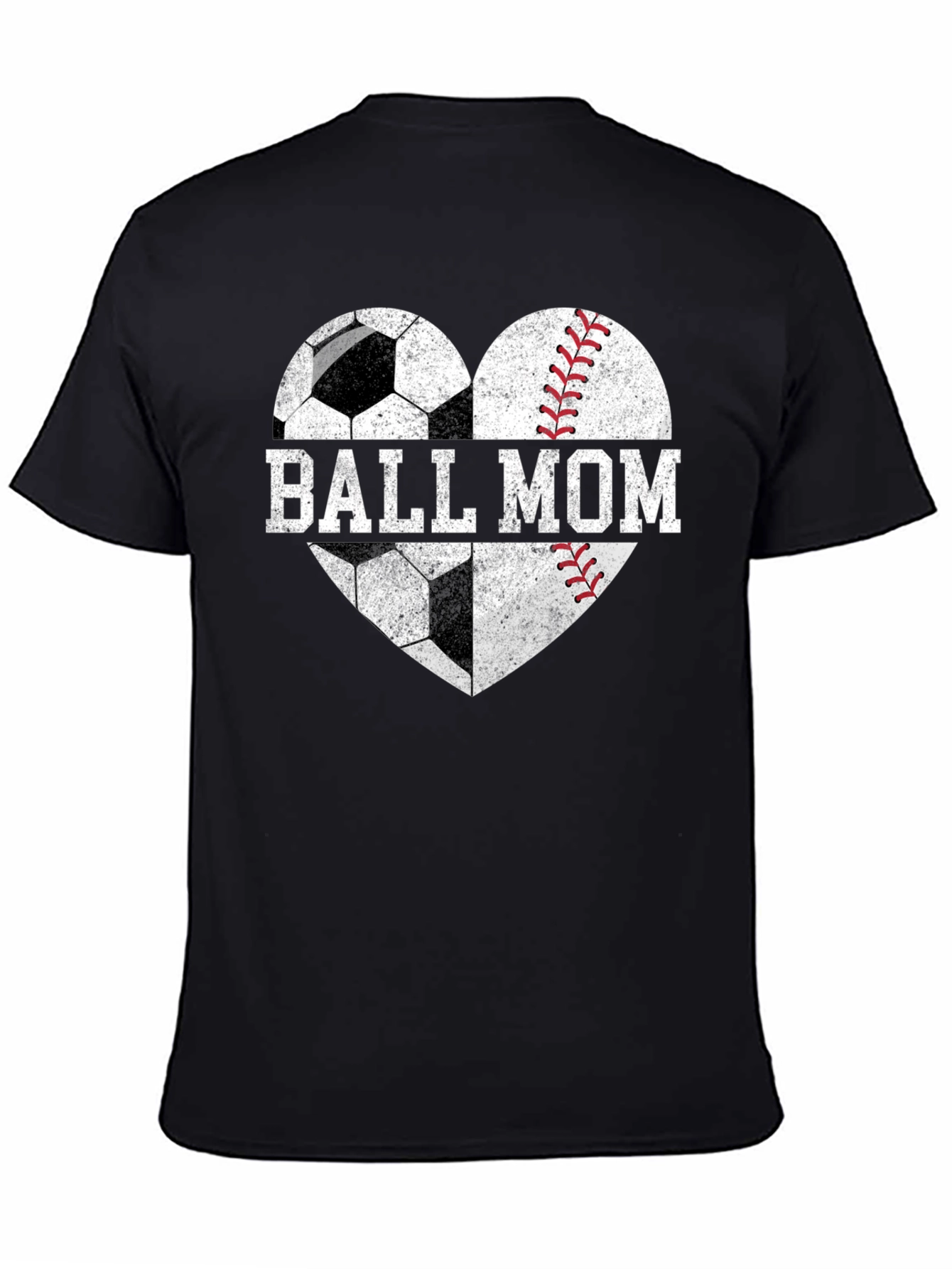 Ball Mom Graphic Tee - Soccer Baseball Heart Design