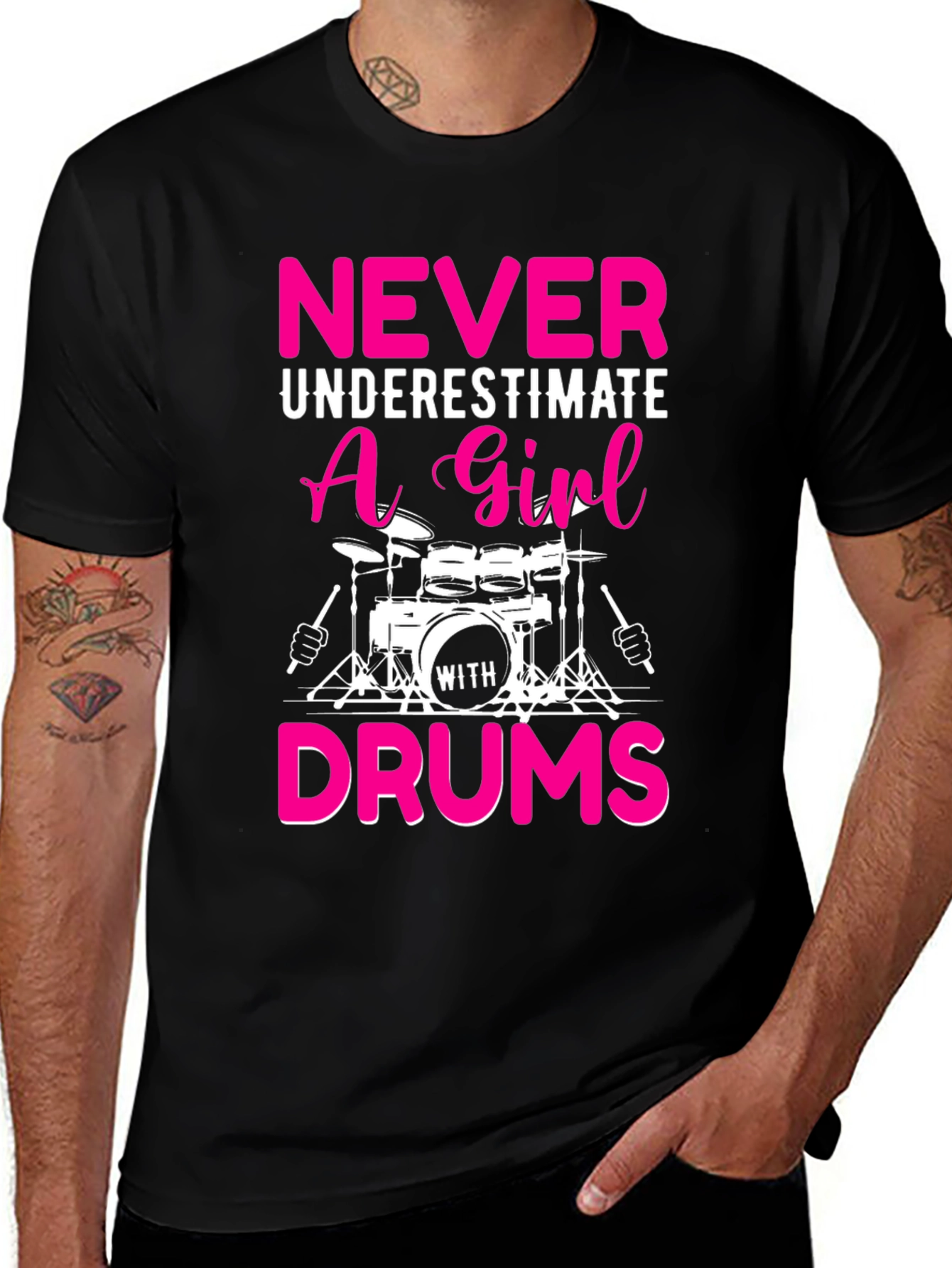 Never Underestimate a Girl with Drums T-Shirt