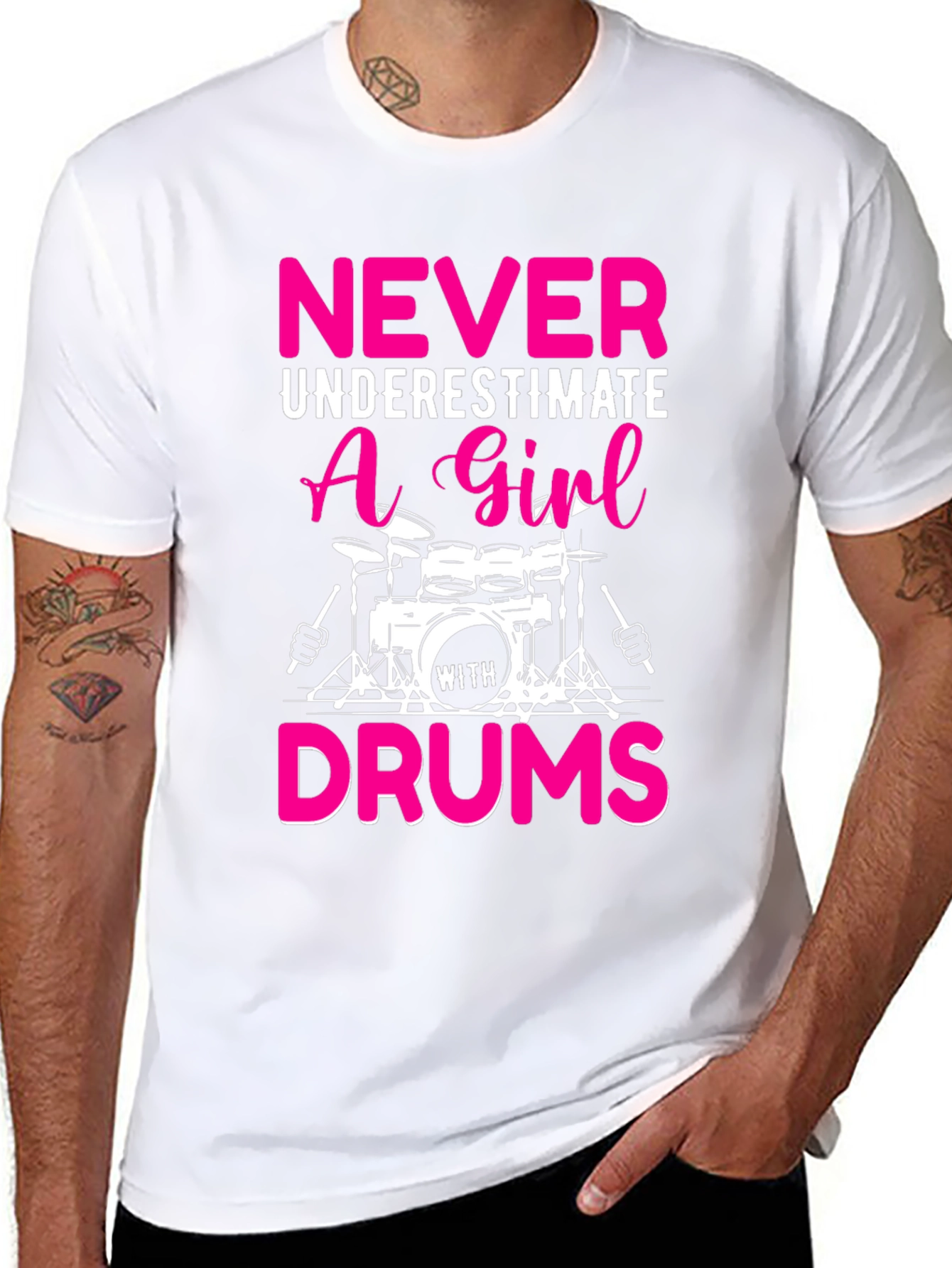 Never Underestimate a Girl with Drums T-Shirt