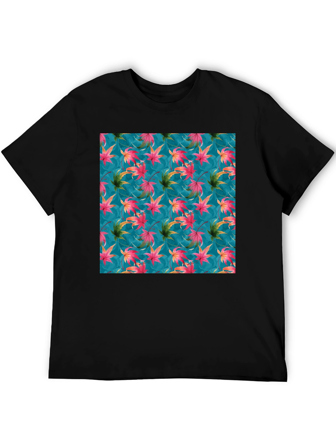 Autumn Leaves Print Crew Neck T-Shirt