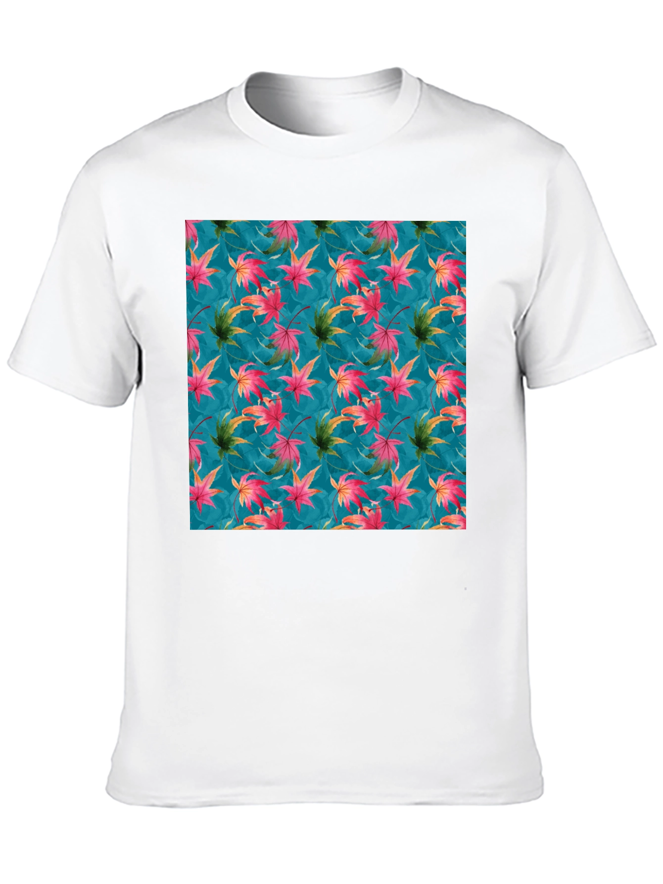 Autumn Leaves Print Crew Neck T-Shirt