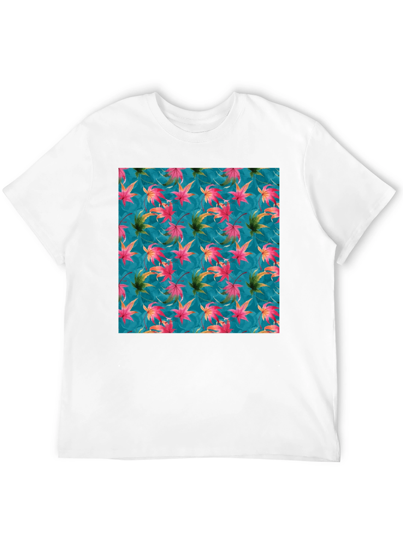 Autumn Leaves Print Crew Neck T-Shirt