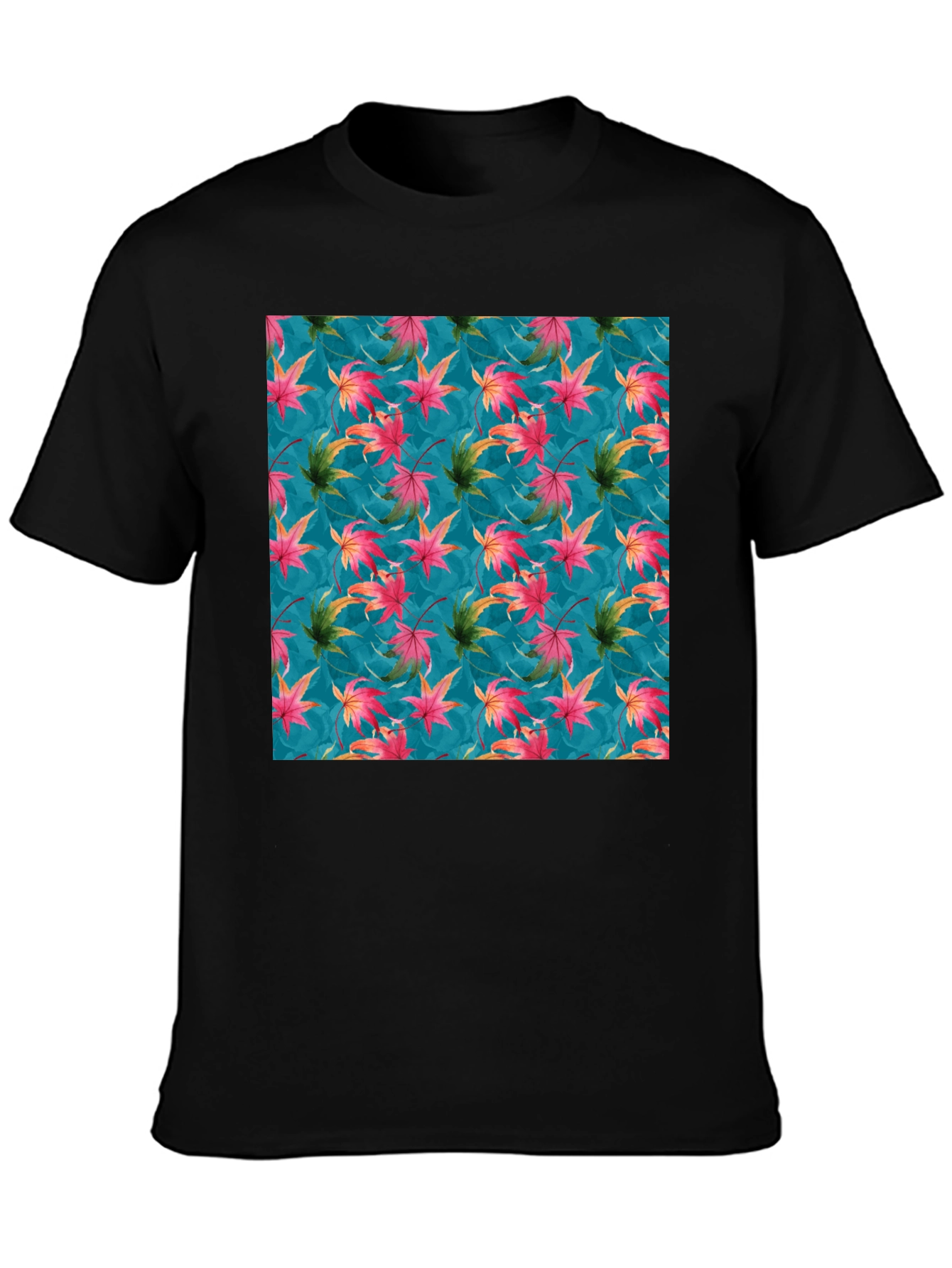 Autumn Leaves Print Crew Neck T-Shirt