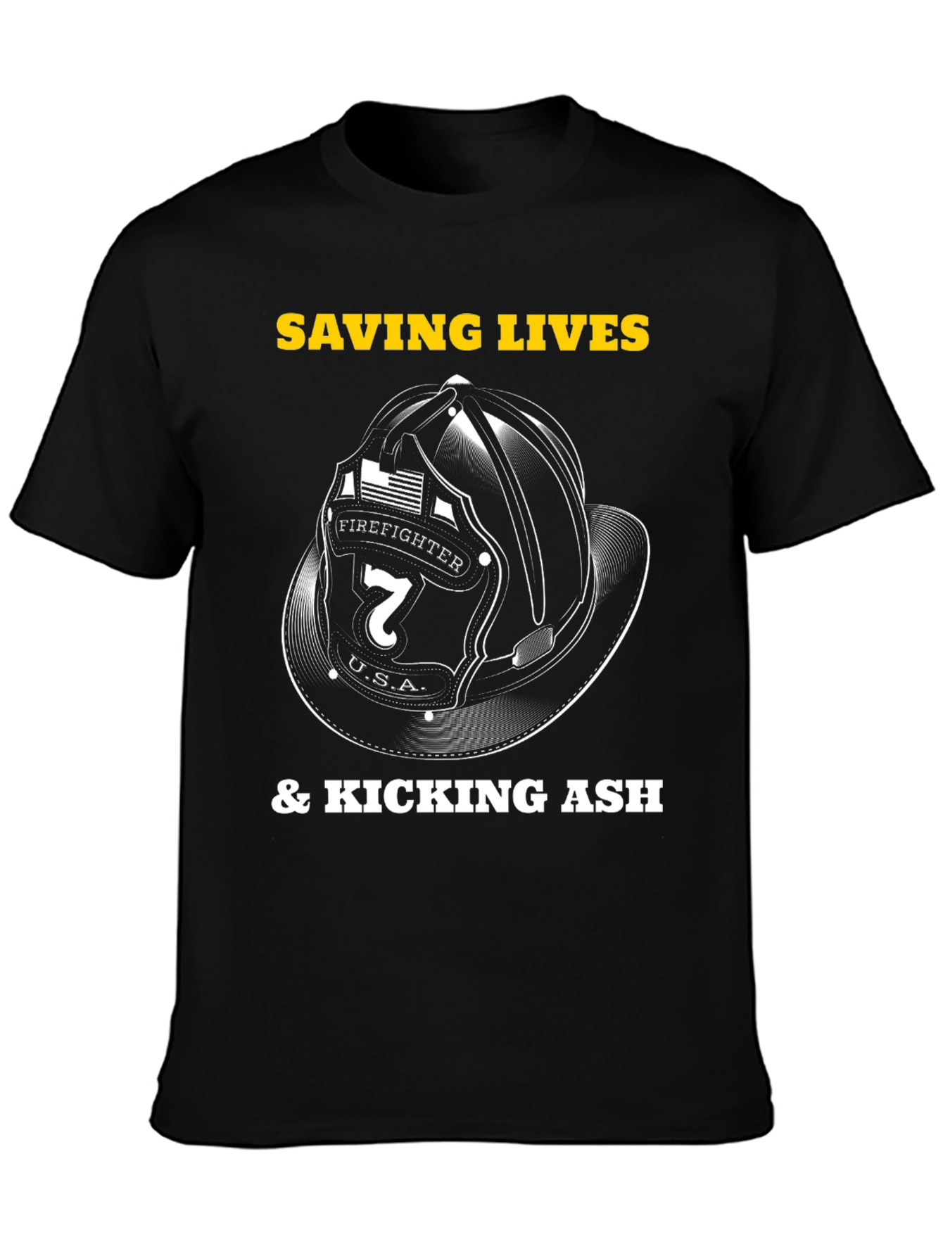 Saving Lives Firefighter Helmet Graphic Tee