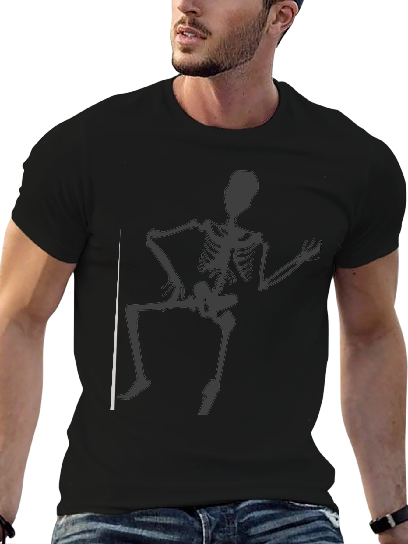 Skeleton Pole Dance Graphic Tee - Mens Black T-Shirt