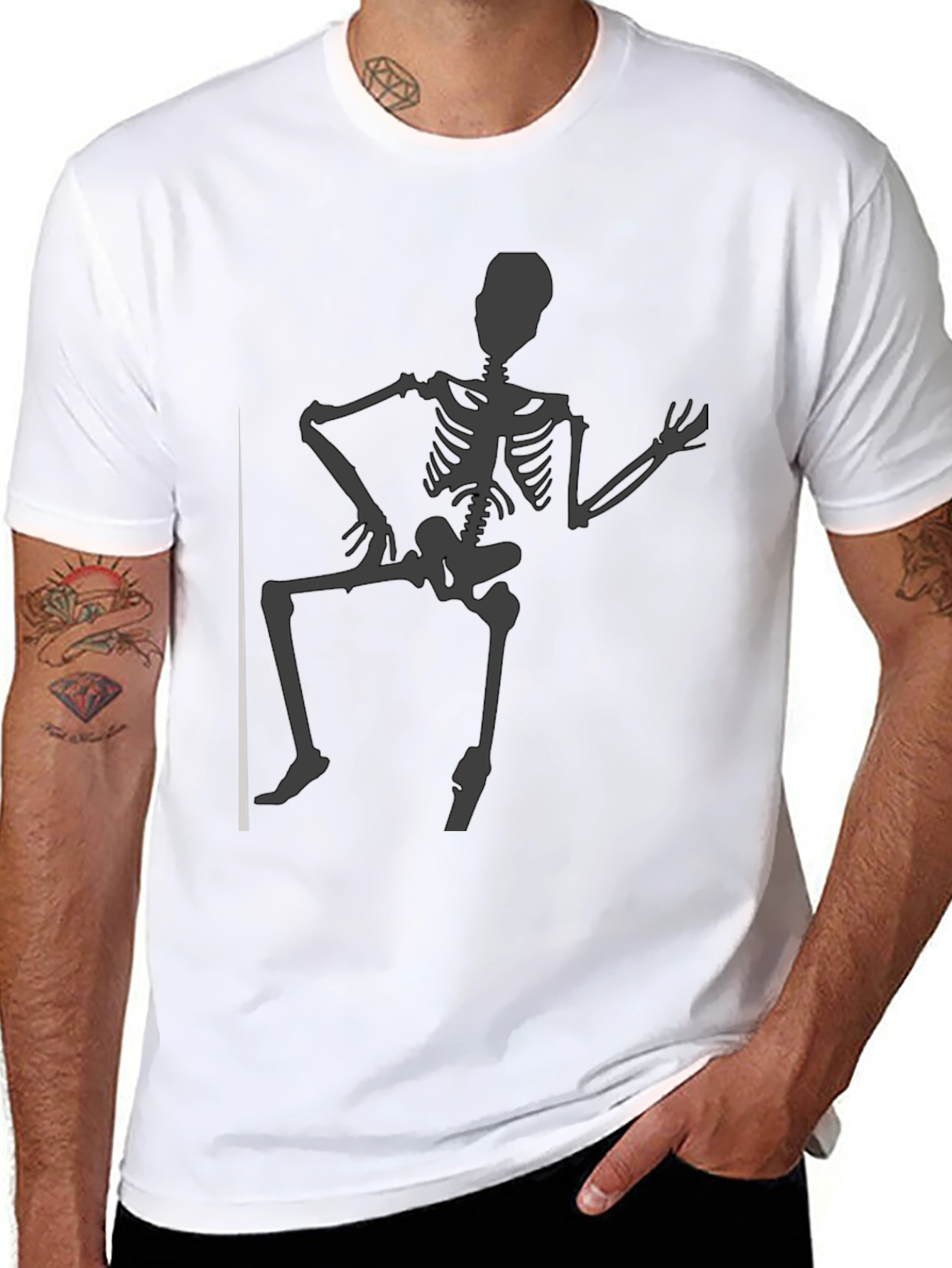 Skeleton Pole Dance Graphic Tee - Mens Black T-Shirt