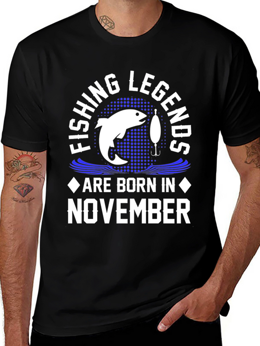 Fishing Legends Born in November Black T-Shirt