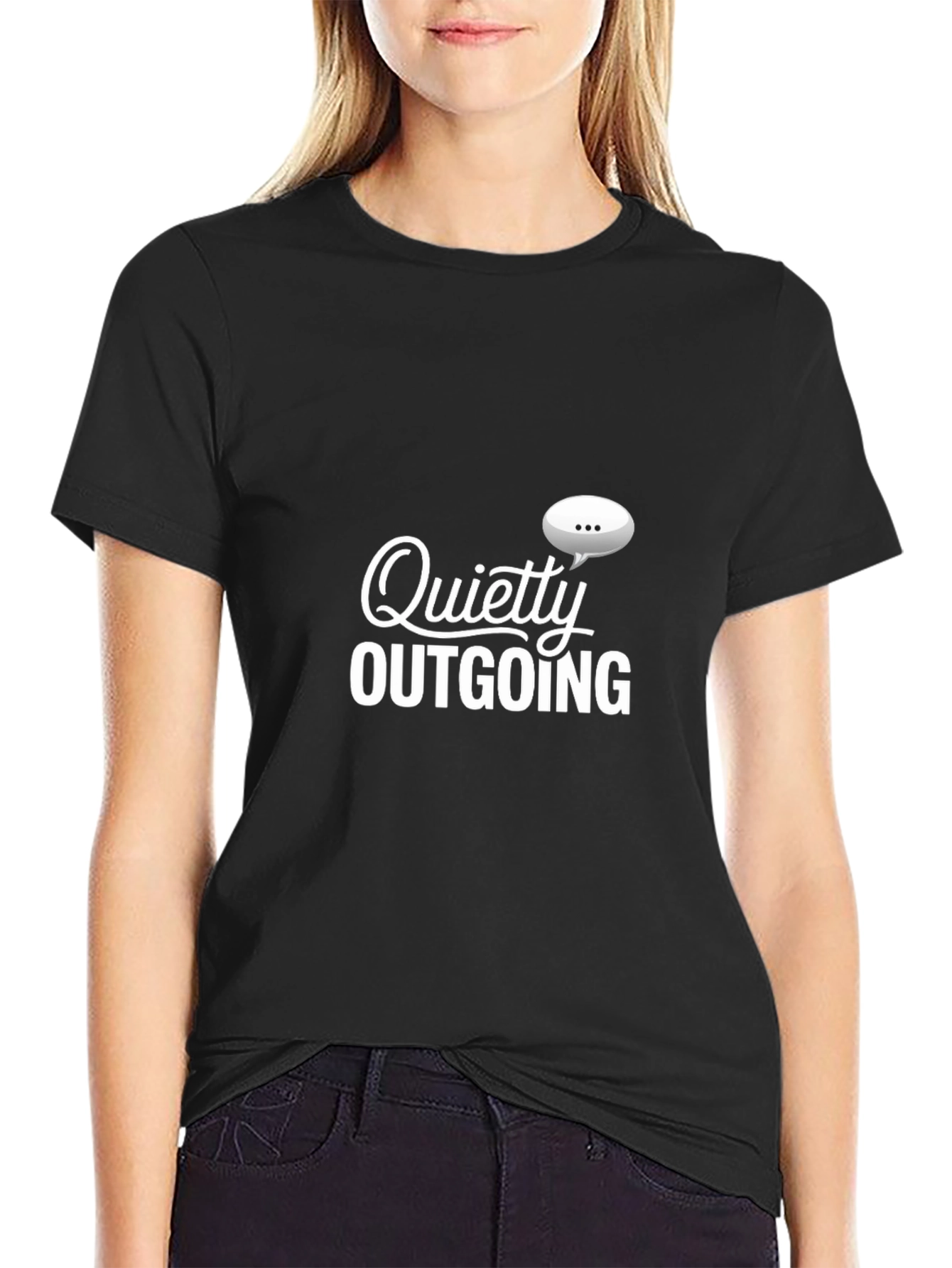 Quietly Outgoing Graphic T-Shirt - Black Cotton Tee