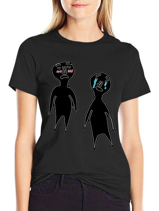 Emotional Doodles Graphic Tee - Black Cotton T-Shirt