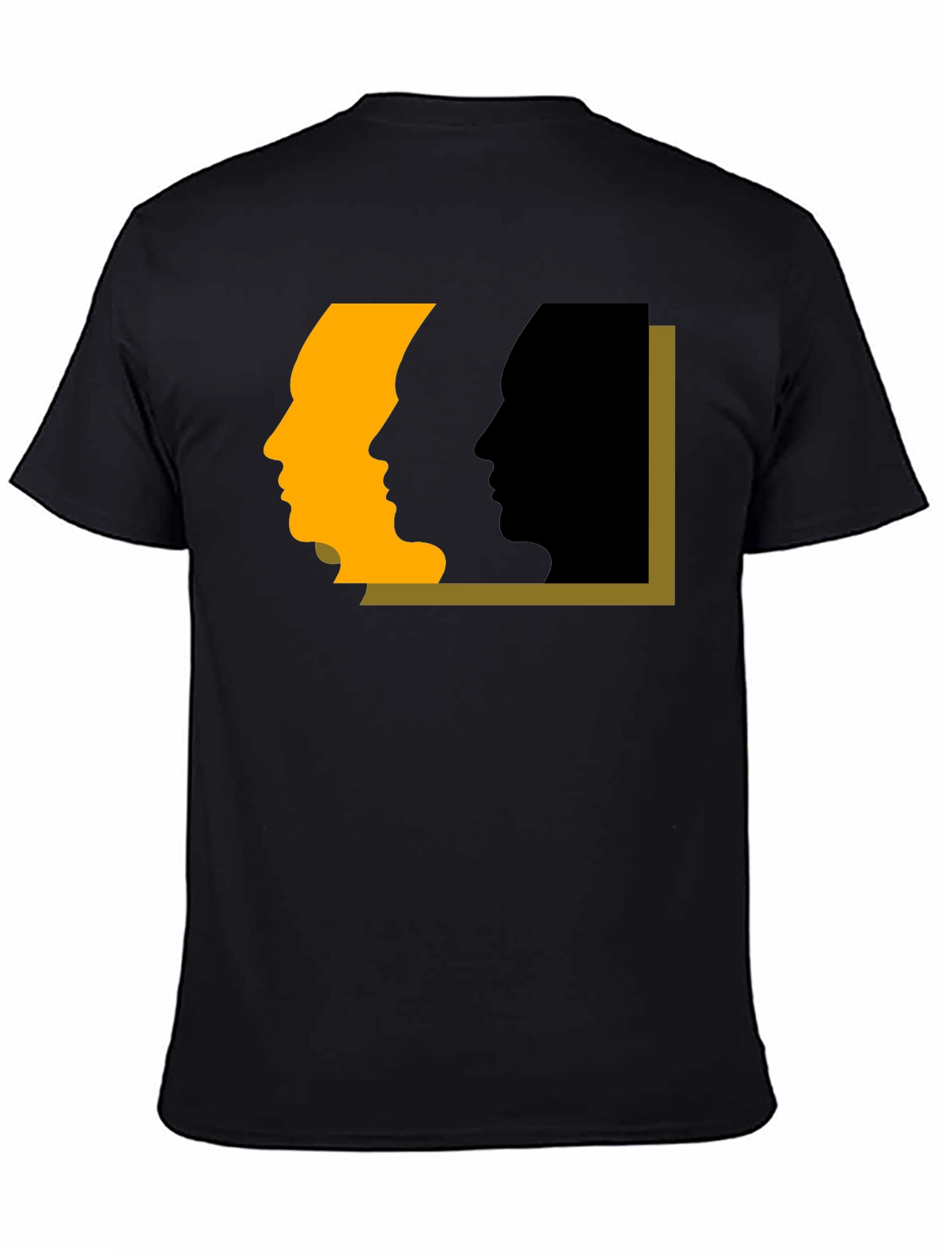 Abstract Faces Graphic Tee - Modern Art Black T-Shirt