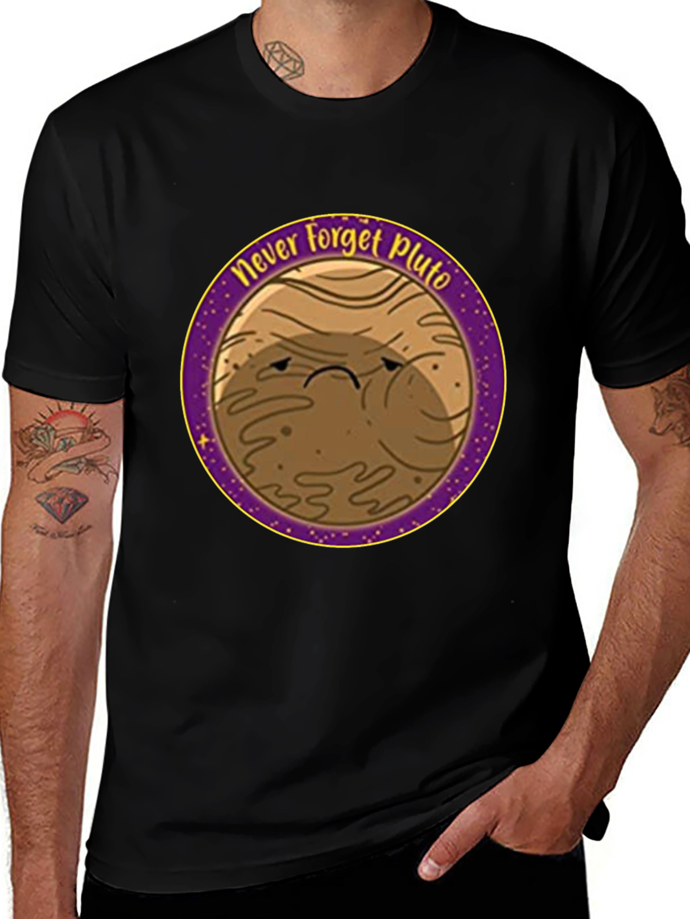 Never Forget Pluto T-Shirt - Black Cotton Tee