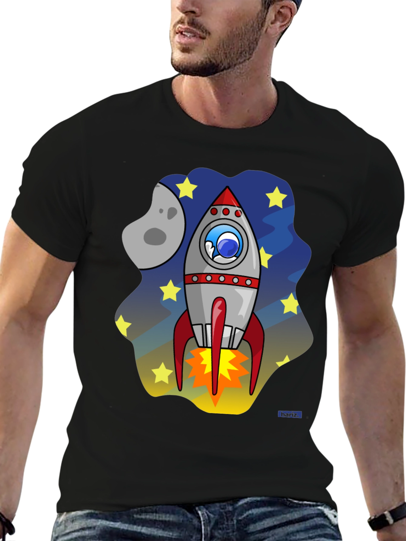 Rocket Ship Graphic T-Shirt - Blast Off in Style!