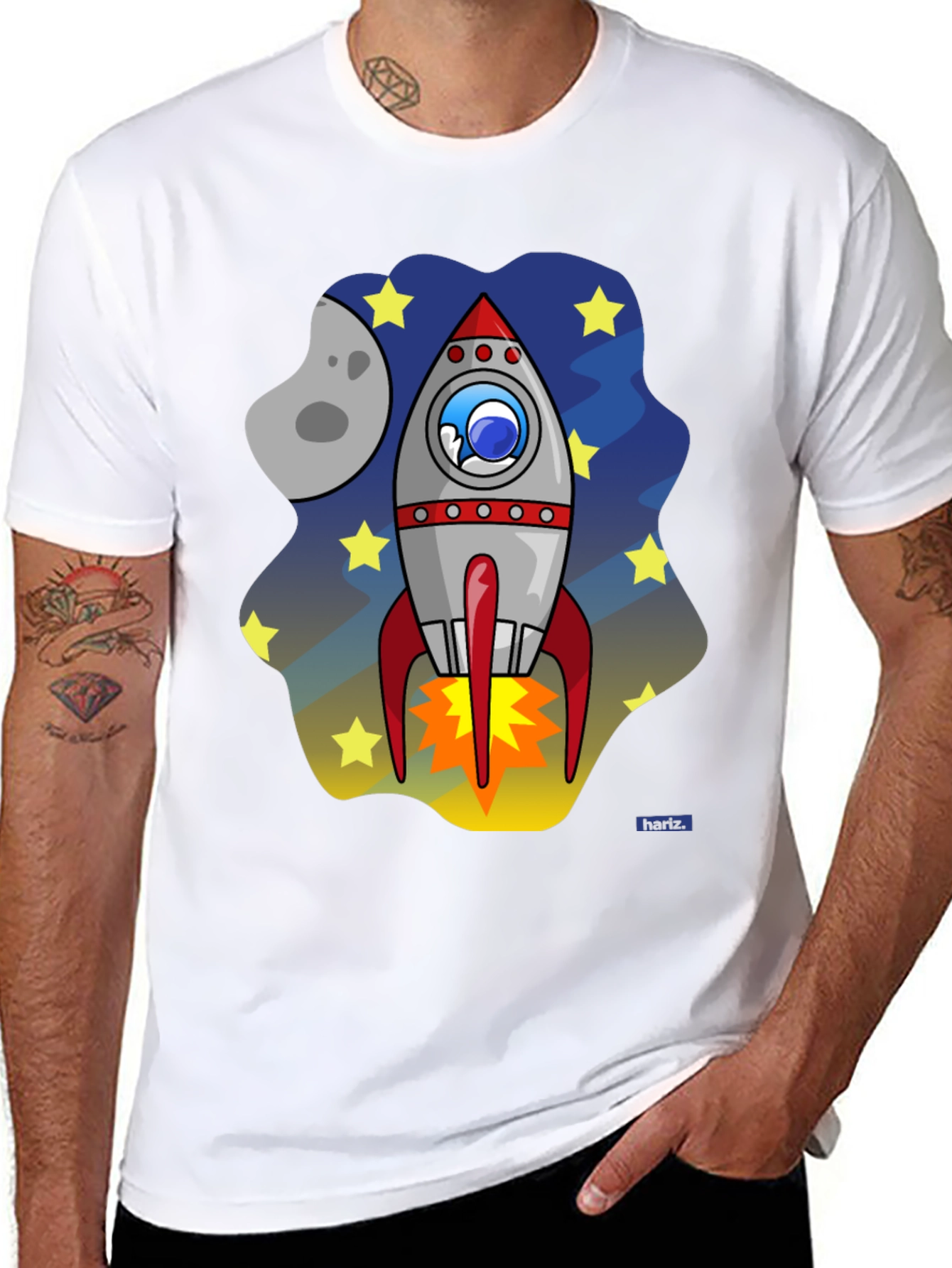 Rocket Ship Graphic T-Shirt - Blast Off in Style!