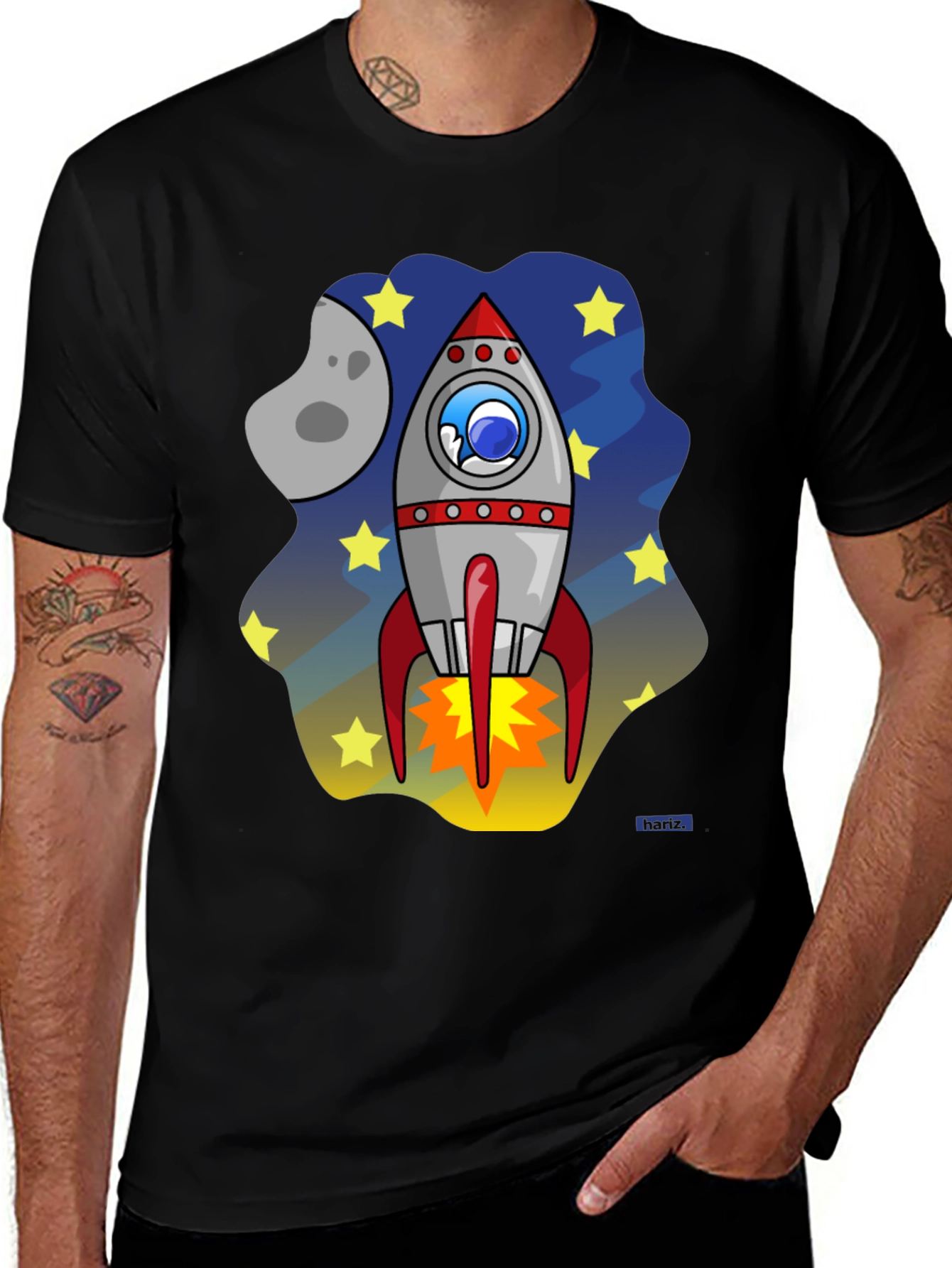 Rocket Ship Graphic T-Shirt - Blast Off in Style!
