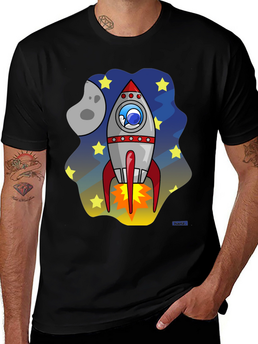 Rocket Ship Graphic T-Shirt - Blast Off in Style!