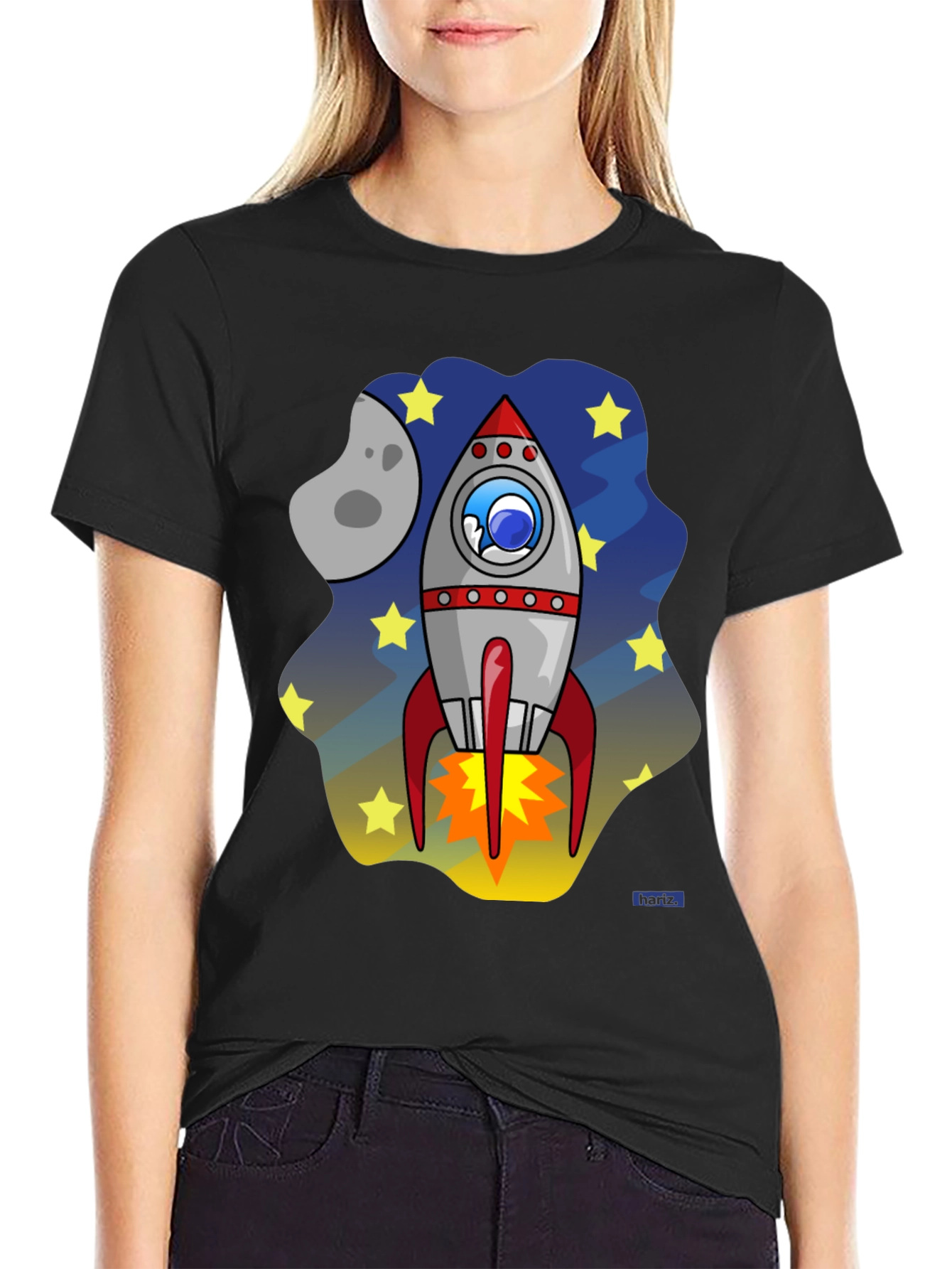 Rocket Ship Graphic T-Shirt - Blast Off in Style!