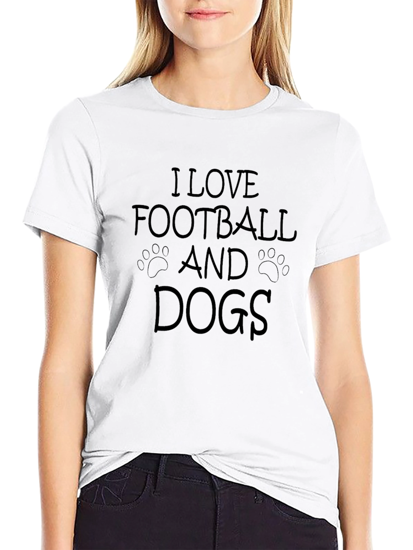 I Love Football and Dogs Graphic Tee