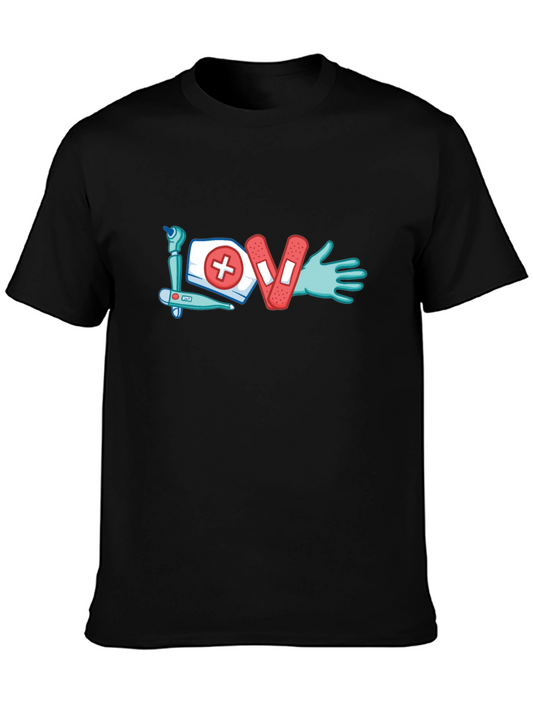 Nurse Love Graphic T-Shirt - Black