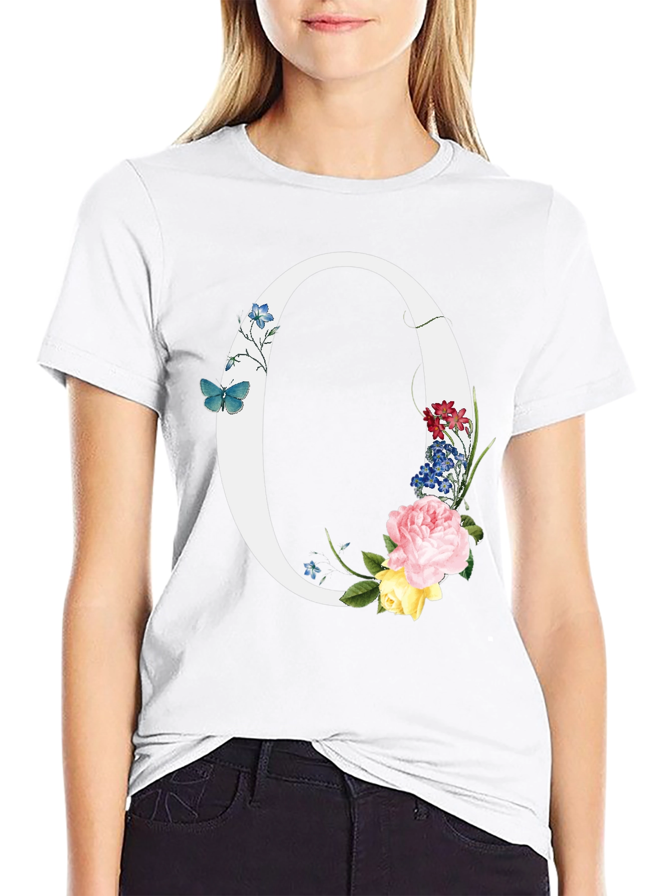Floral Letter O Graphic T-Shirt