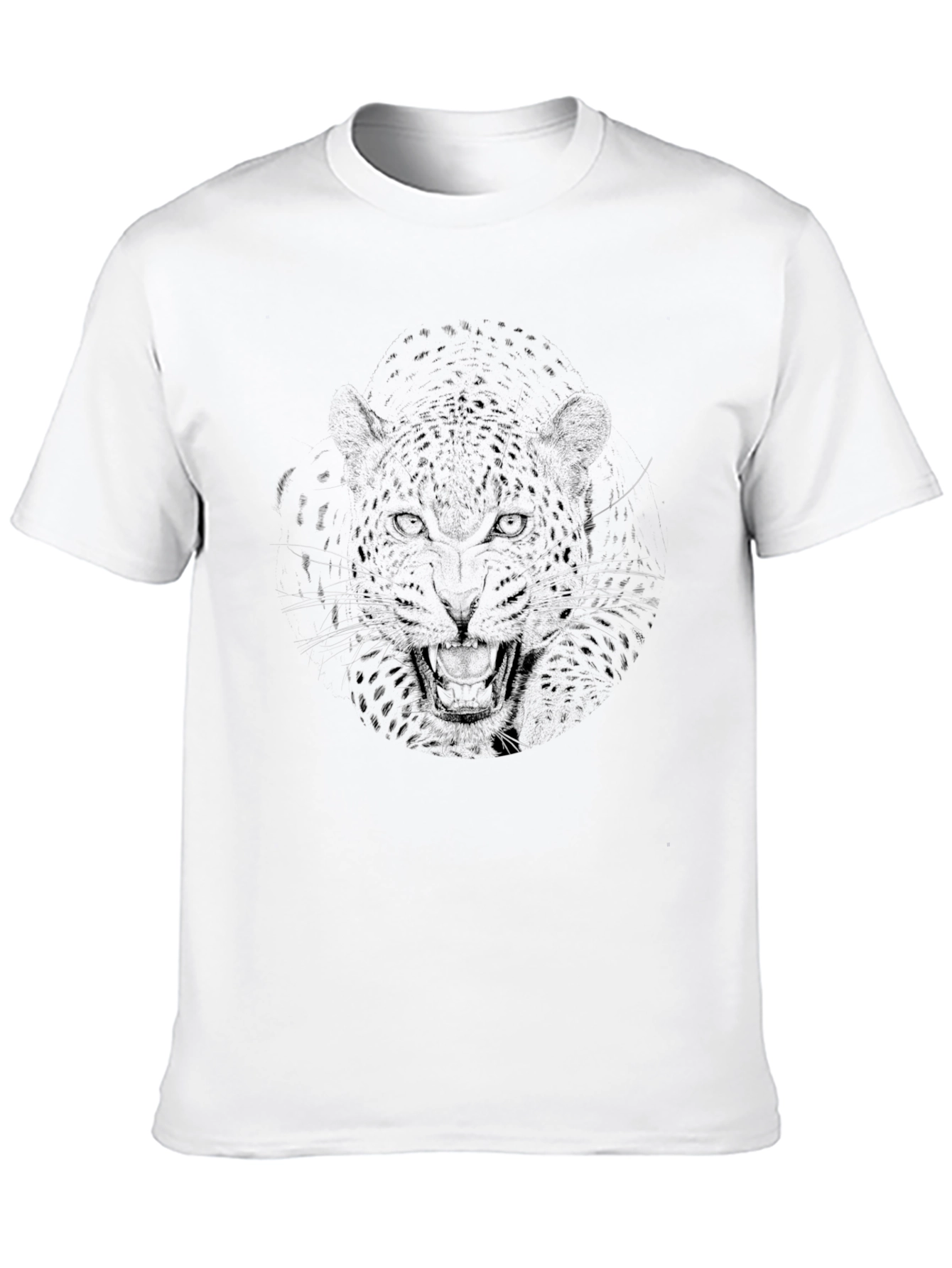 Black Leopard Print Crew Neck T-Shirt