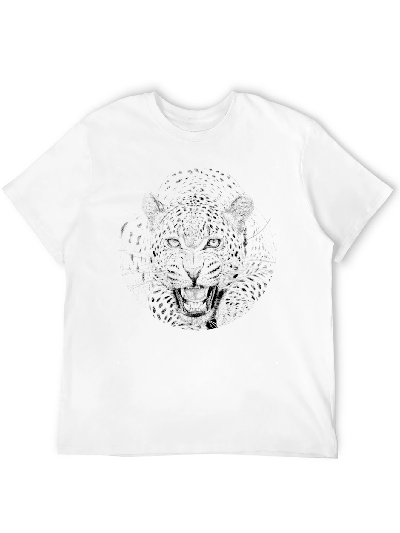 Black Leopard Print Crew Neck T-Shirt