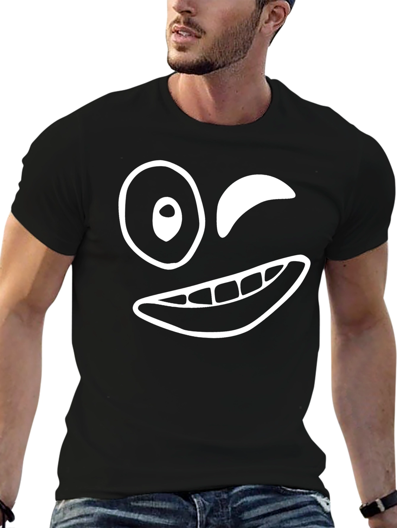 Winking Face Graphic Black T-Shirt