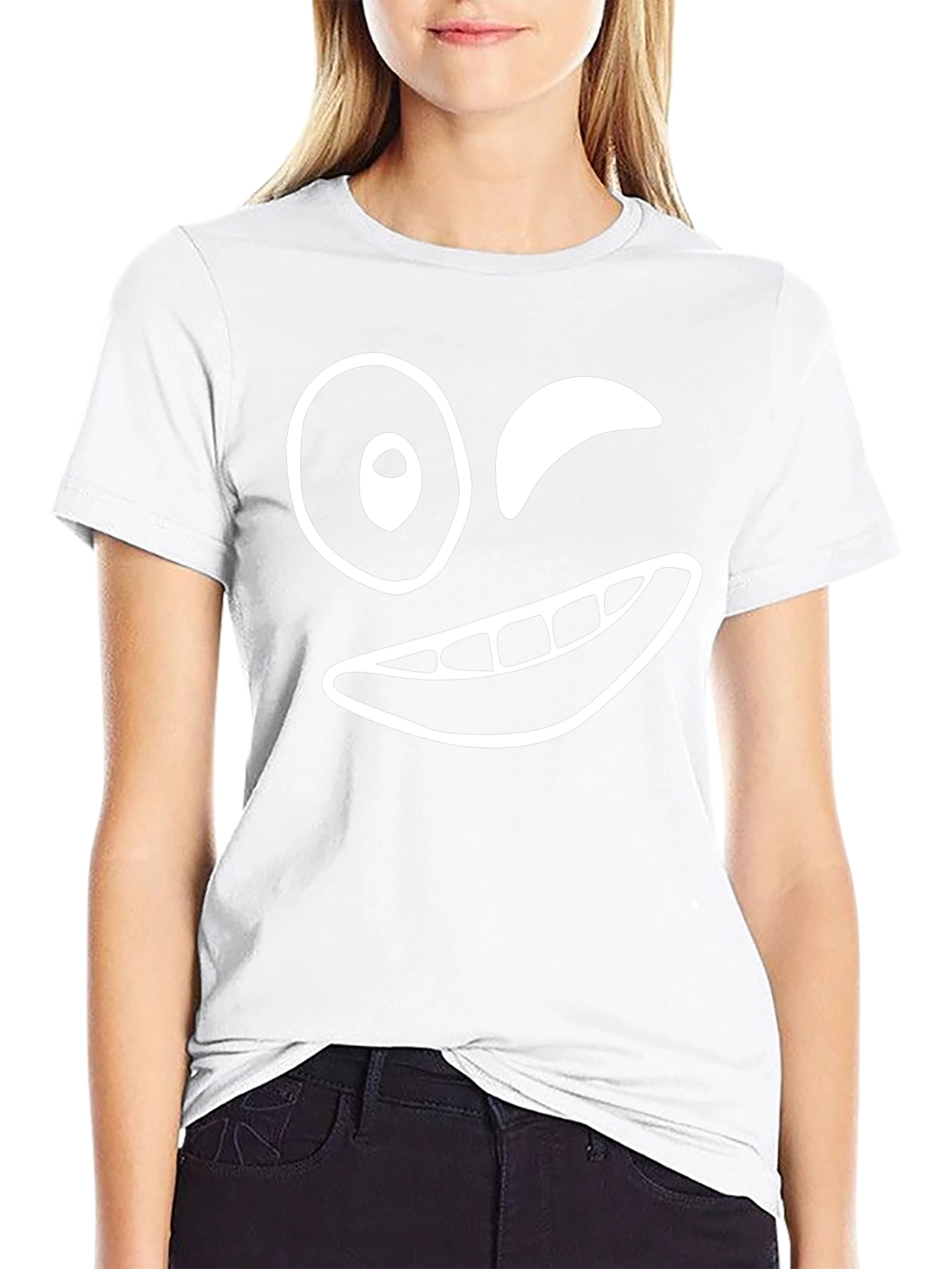 Winking Face Graphic Black T-Shirt