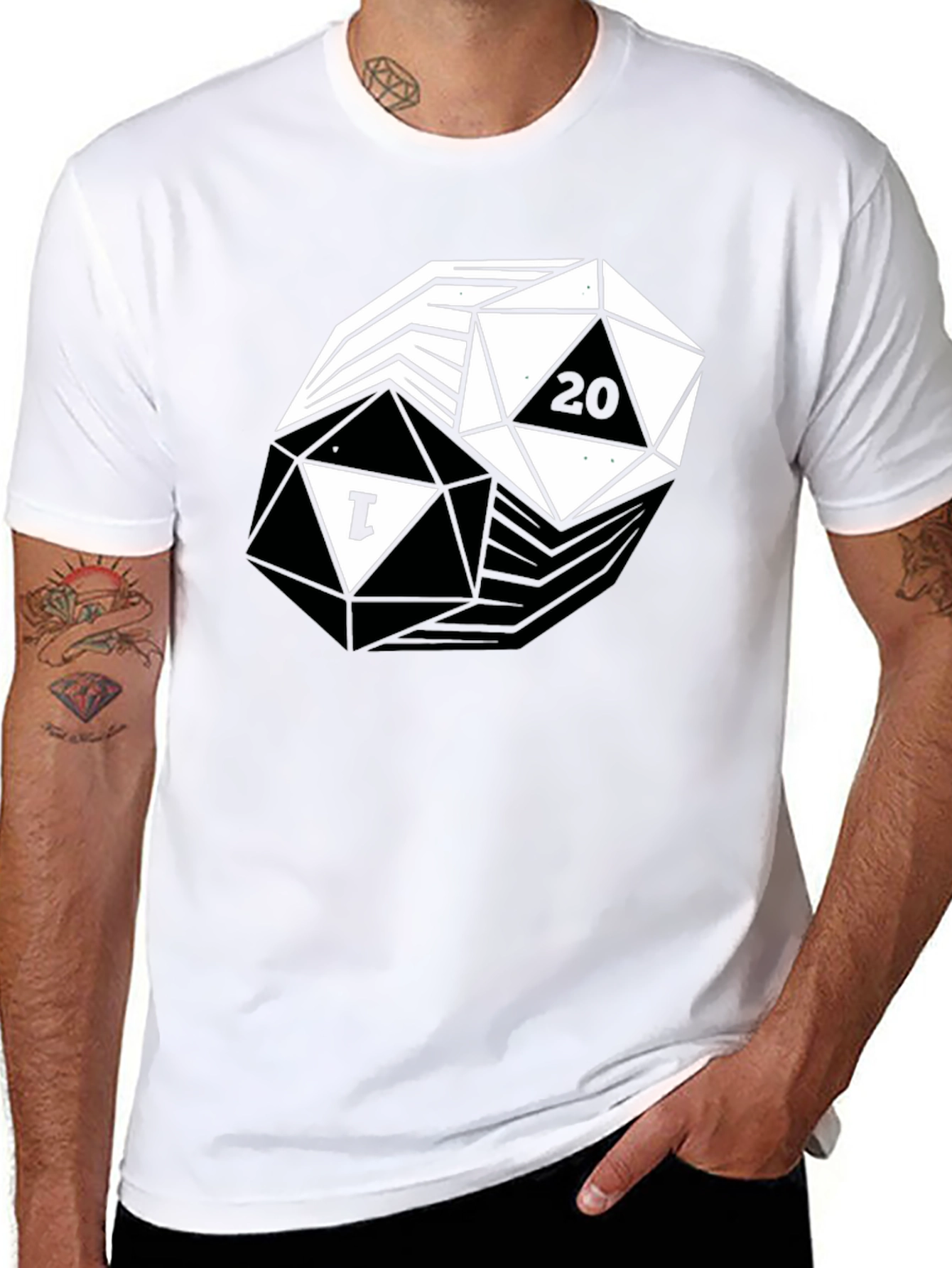 D&D Yin Yang D20 T-Shirt: Black