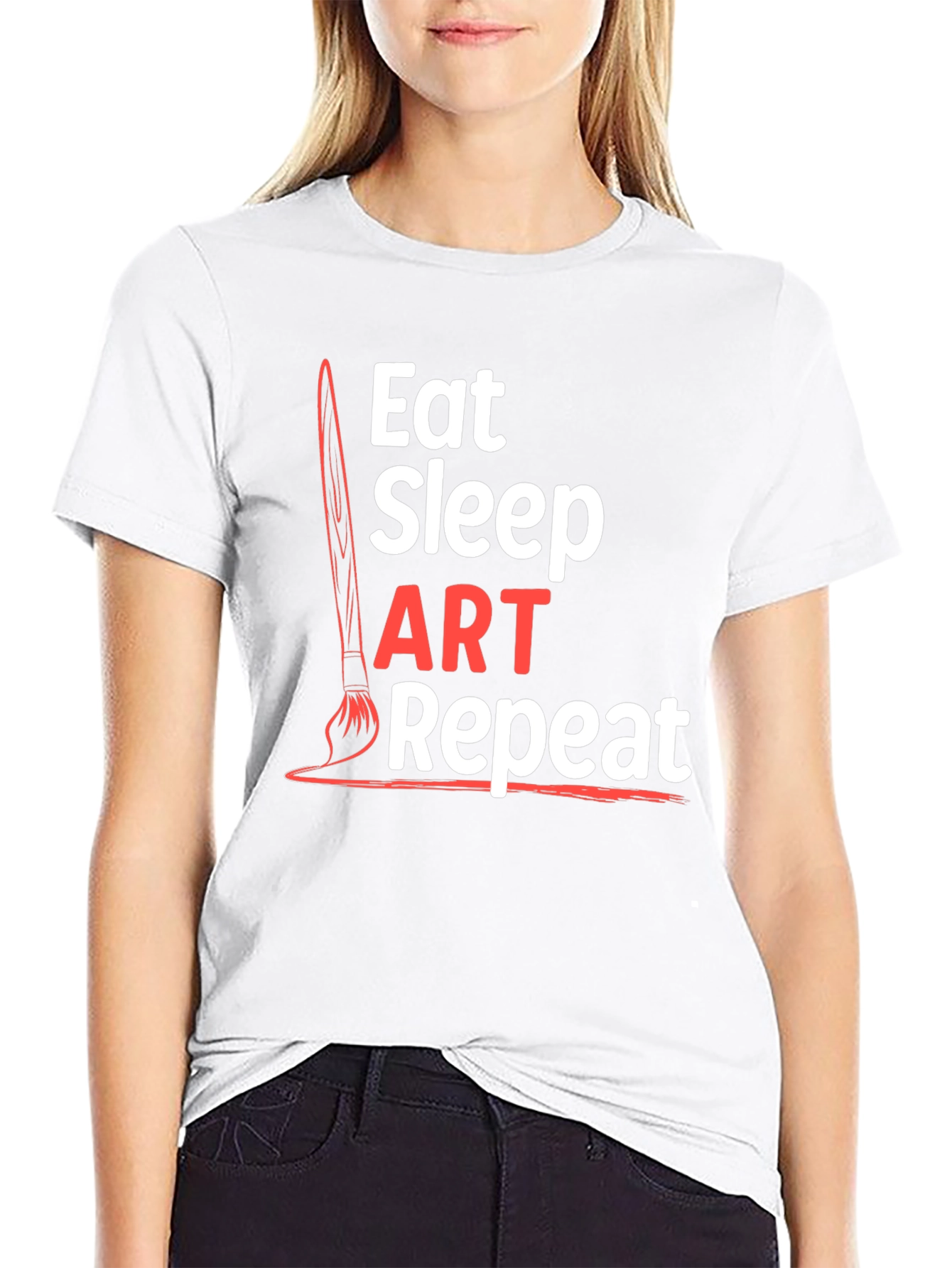 Eat Sleep Art Repeat Black Graphic T-Shirt