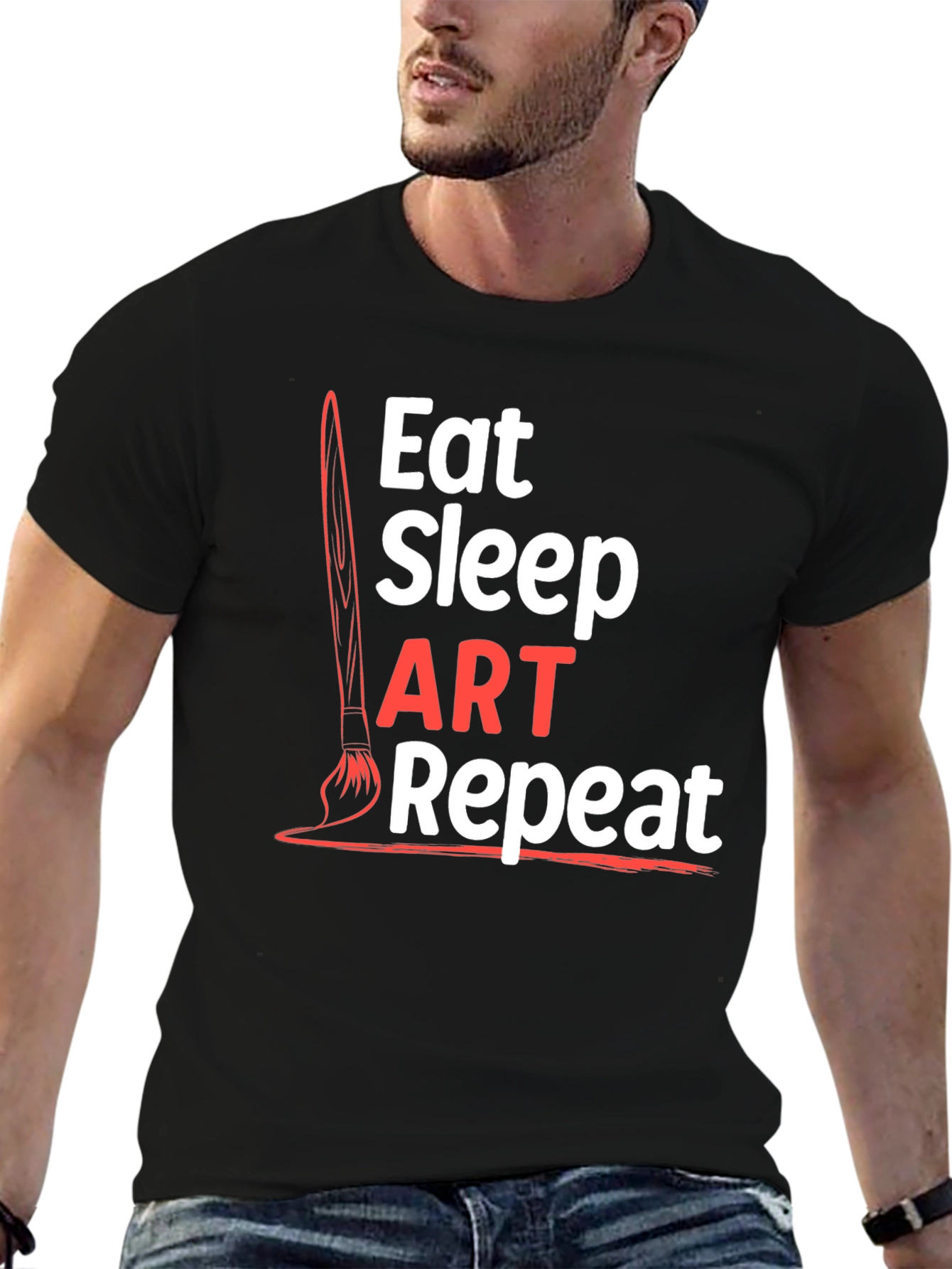 Eat Sleep Art Repeat Black Graphic T-Shirt