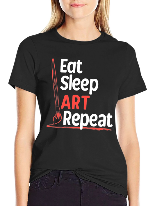 Eat Sleep Art Repeat Black Graphic T-Shirt