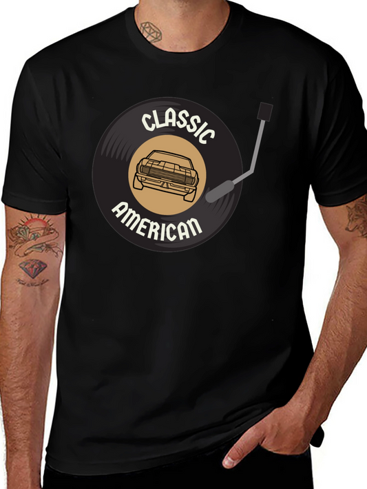 Classic American Car Vinyl Record Black T-Shirt