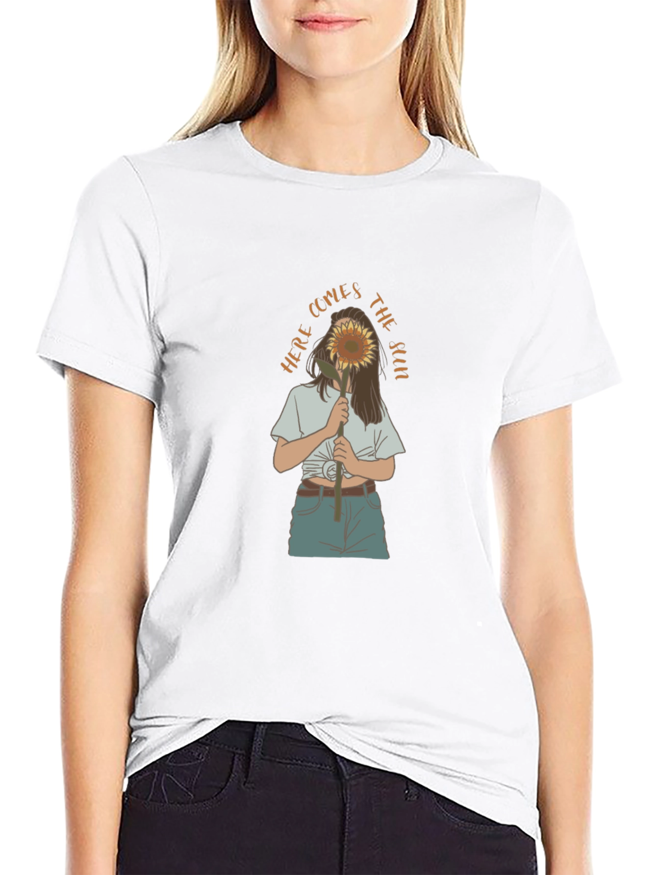 Sunflower Girl Graphic Tee - Black Unisex Shirt