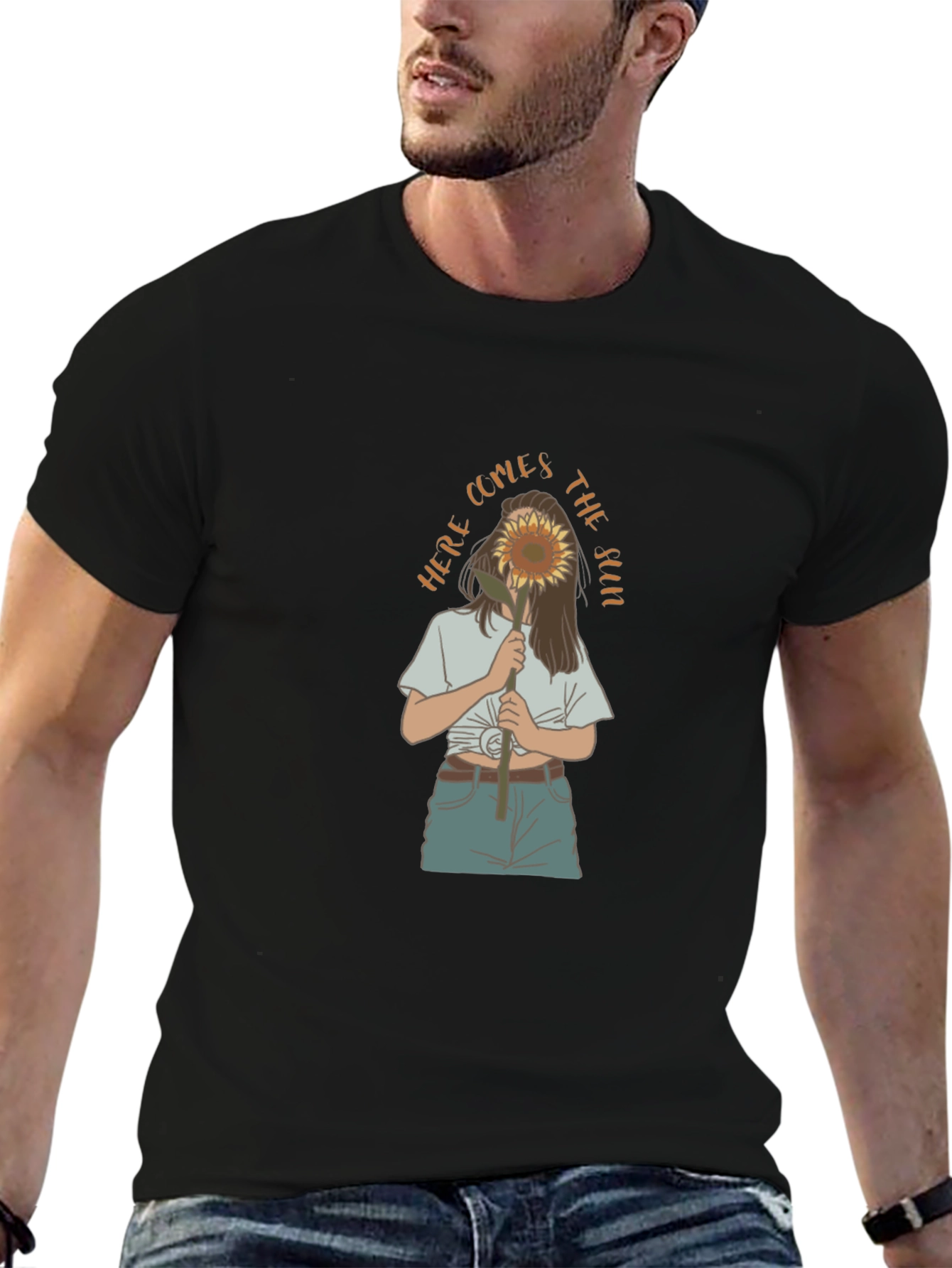 Sunflower Girl Graphic Tee - Black Unisex Shirt