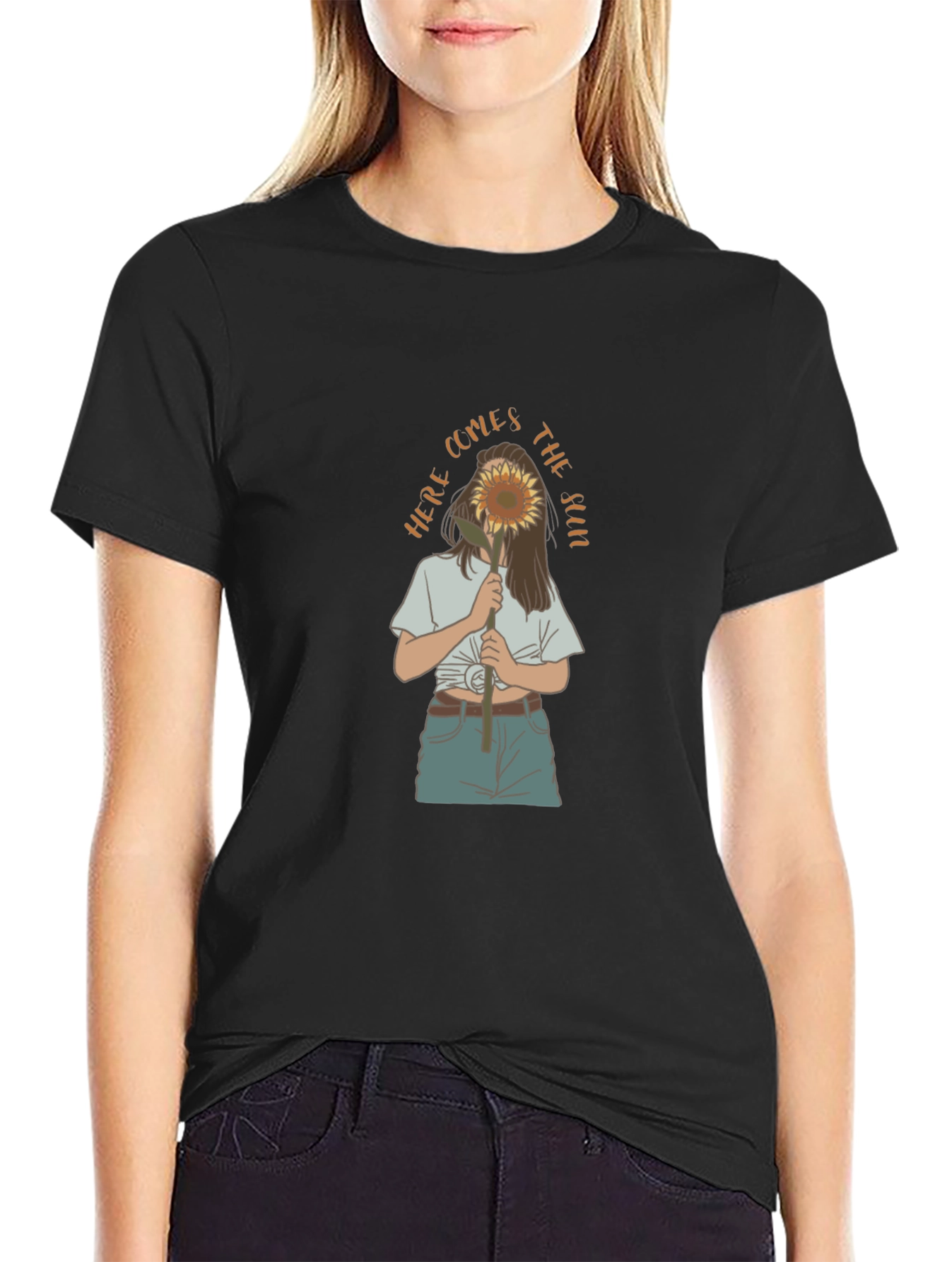 Sunflower Girl Graphic Tee - Black Unisex Shirt