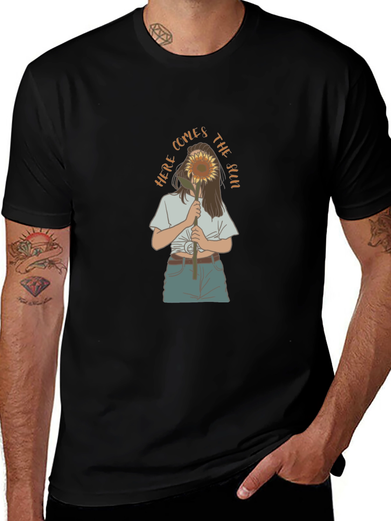 Sunflower Girl Graphic Tee - Black Unisex Shirt