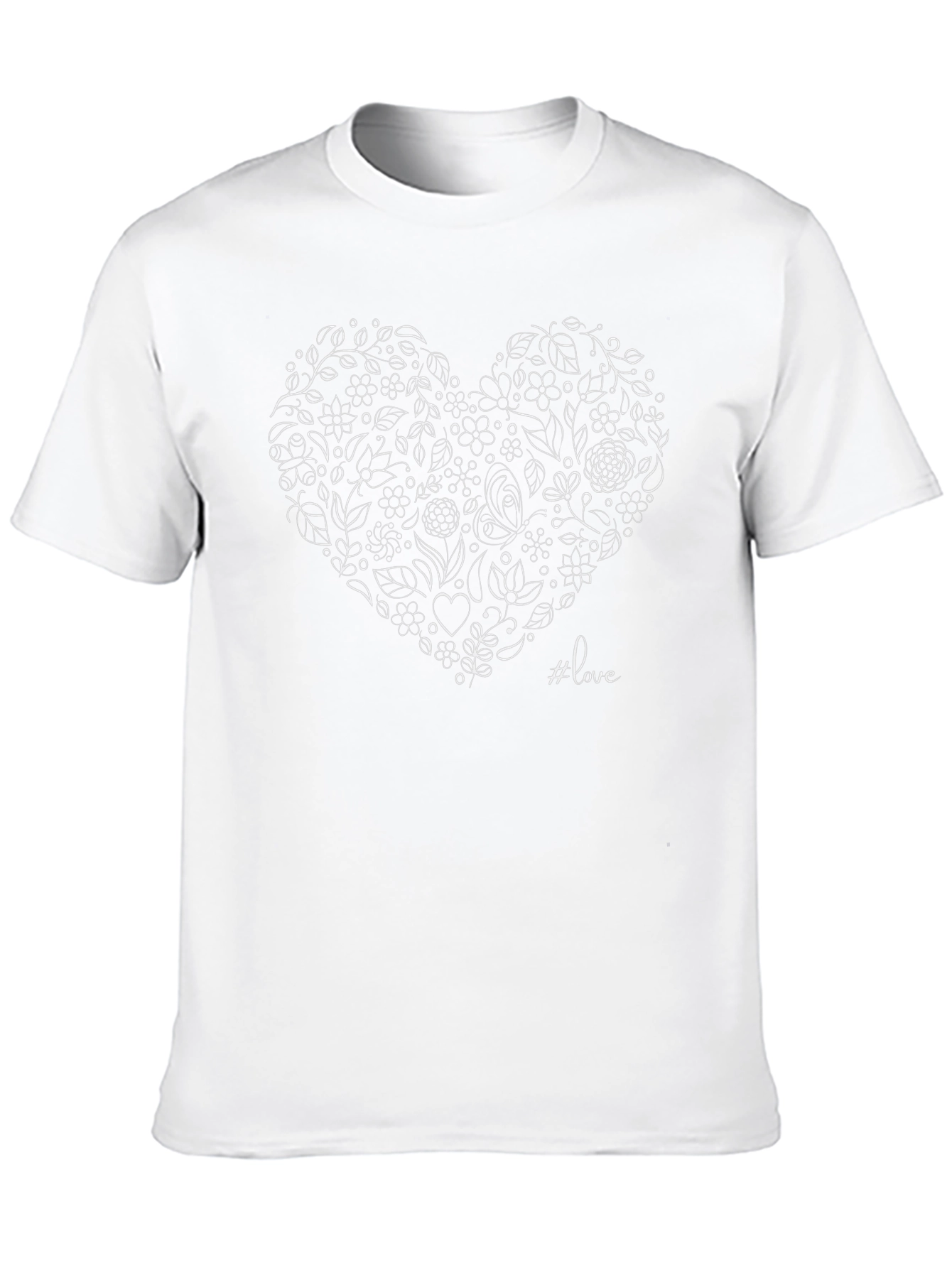 Floral Heart Love T-Shirt - Black