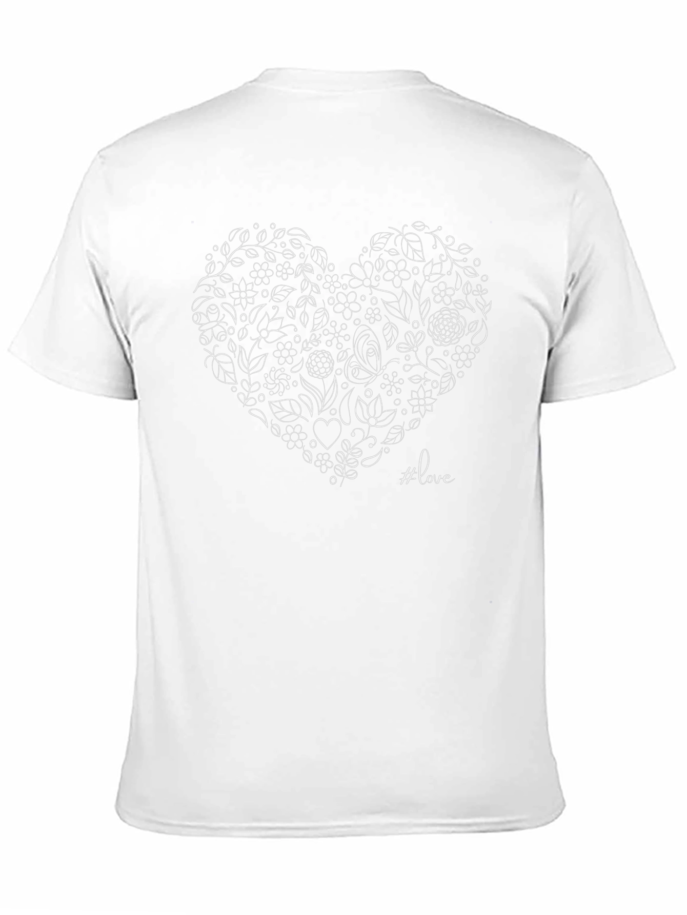Floral Heart Love T-Shirt - Black