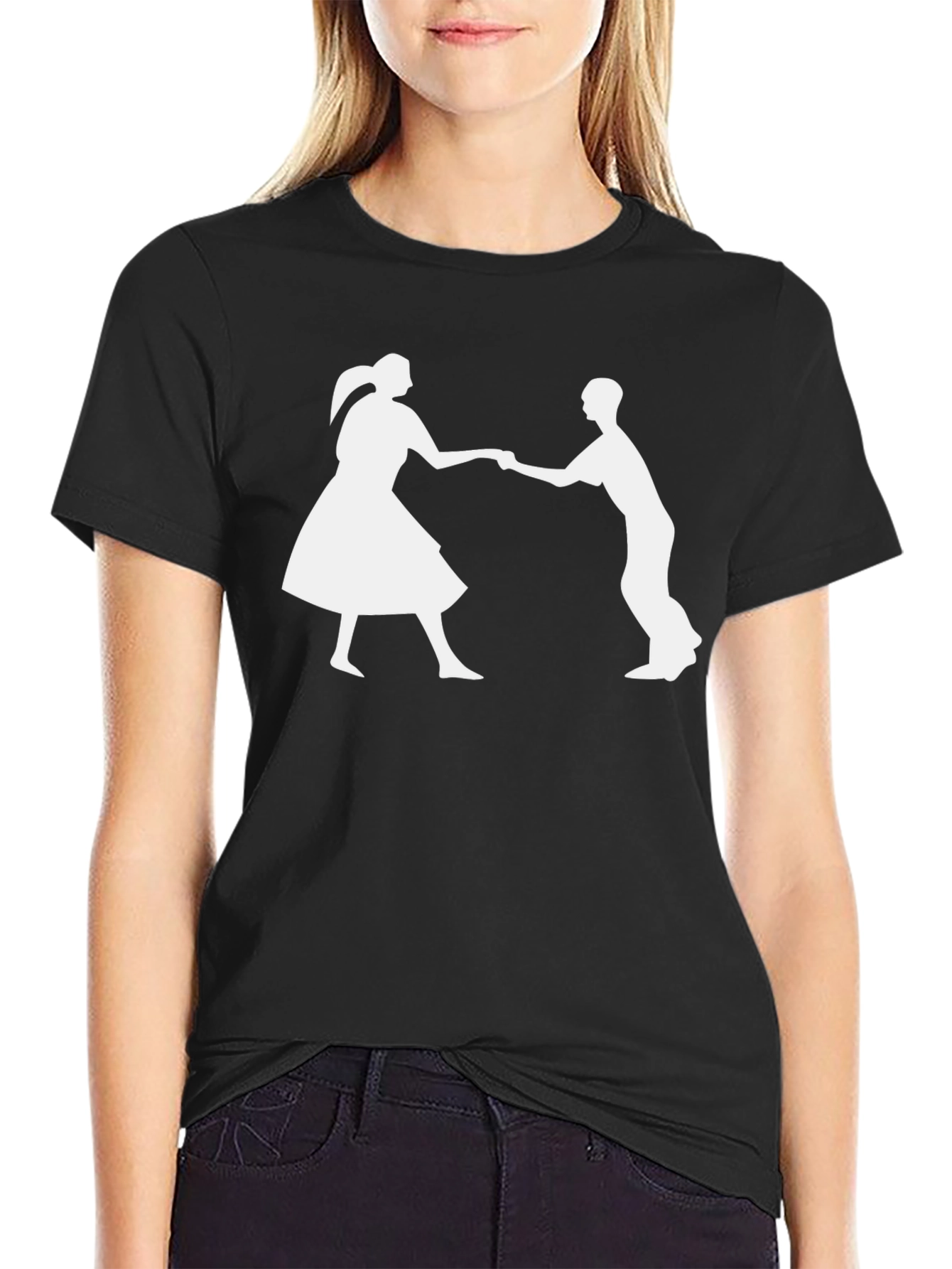 Retro Dance Silhouette T-Shirt - Black