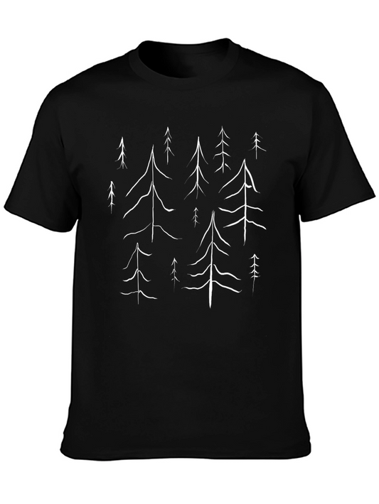 Minimalist Forest Print Black T-Shirt
