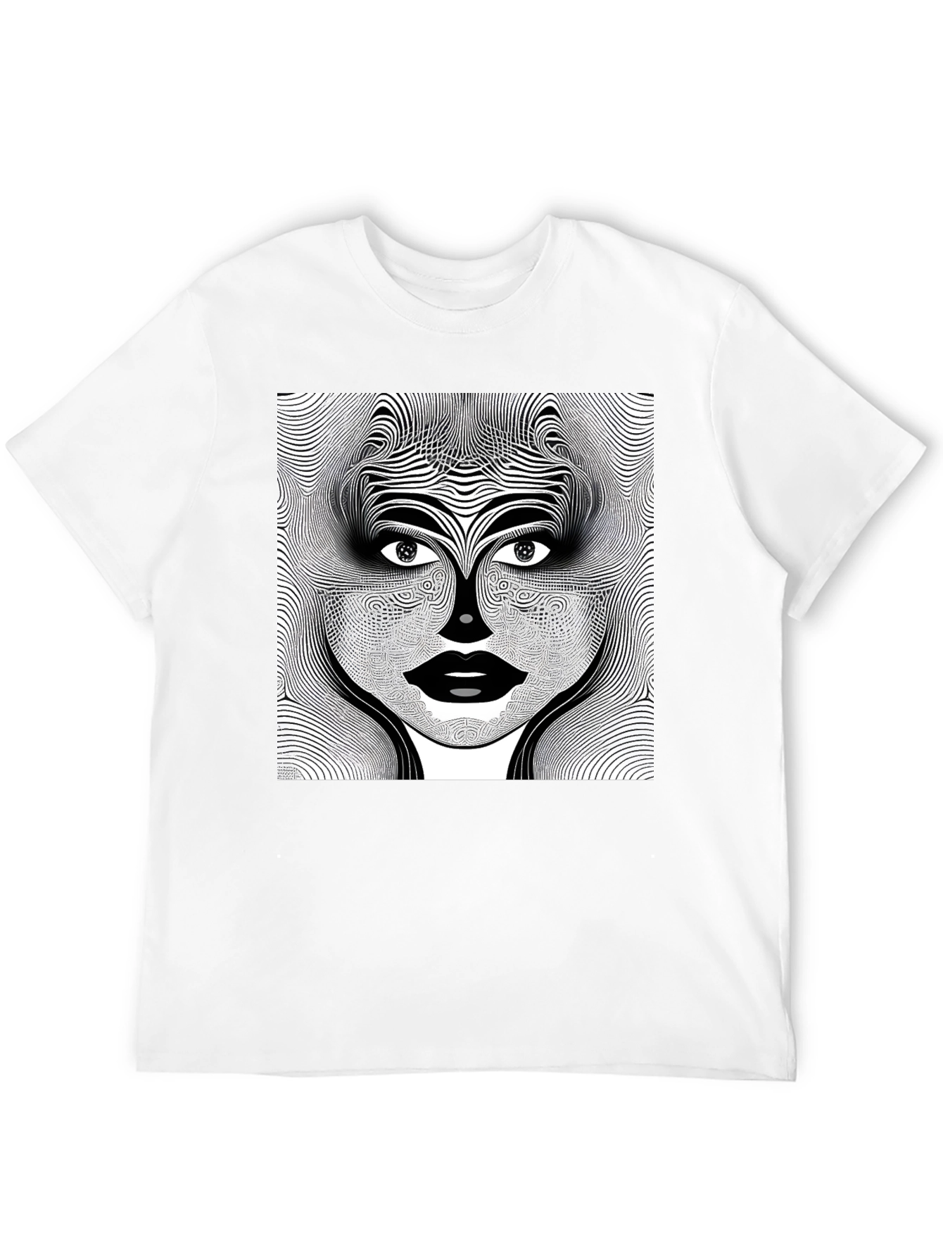 Abstract Face Graphic Print Black T-Shirt