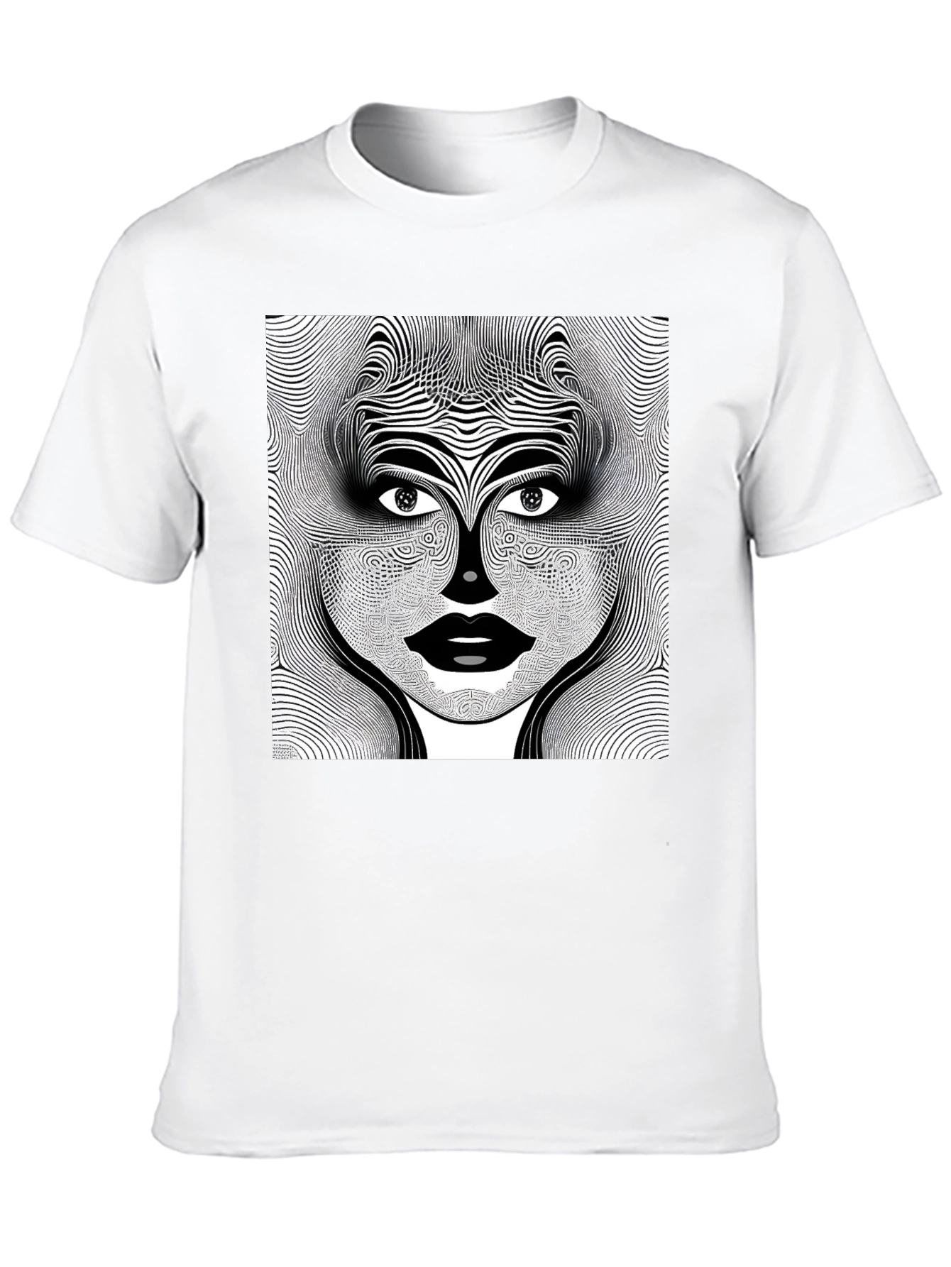 Abstract Face Graphic Print Black T-Shirt