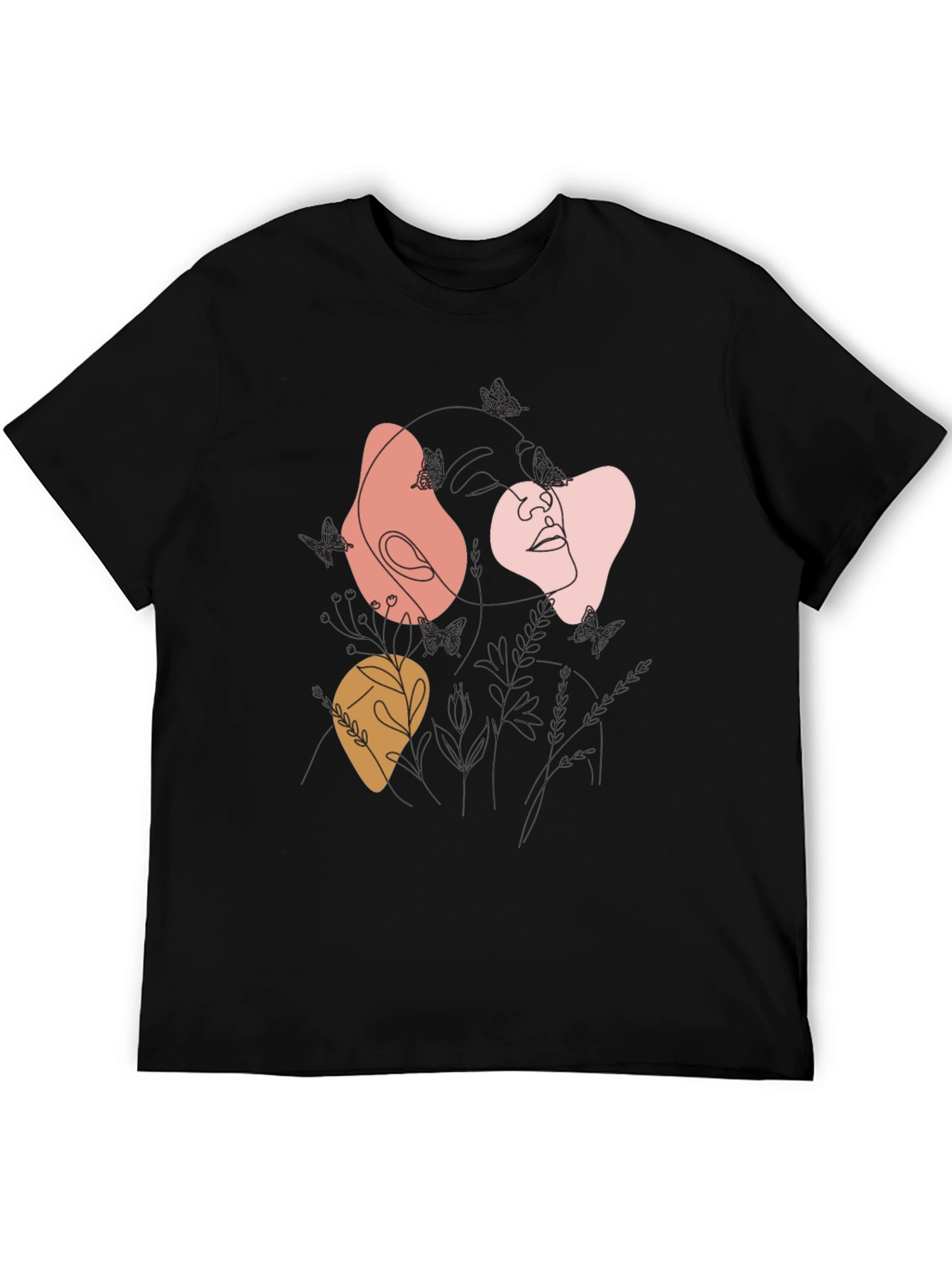 Abstract Line Art Graphic Tee - Modern Casual Top