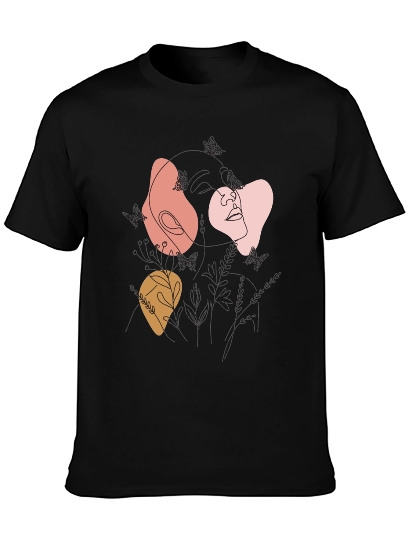 Abstract Line Art Graphic Tee - Modern Casual Top