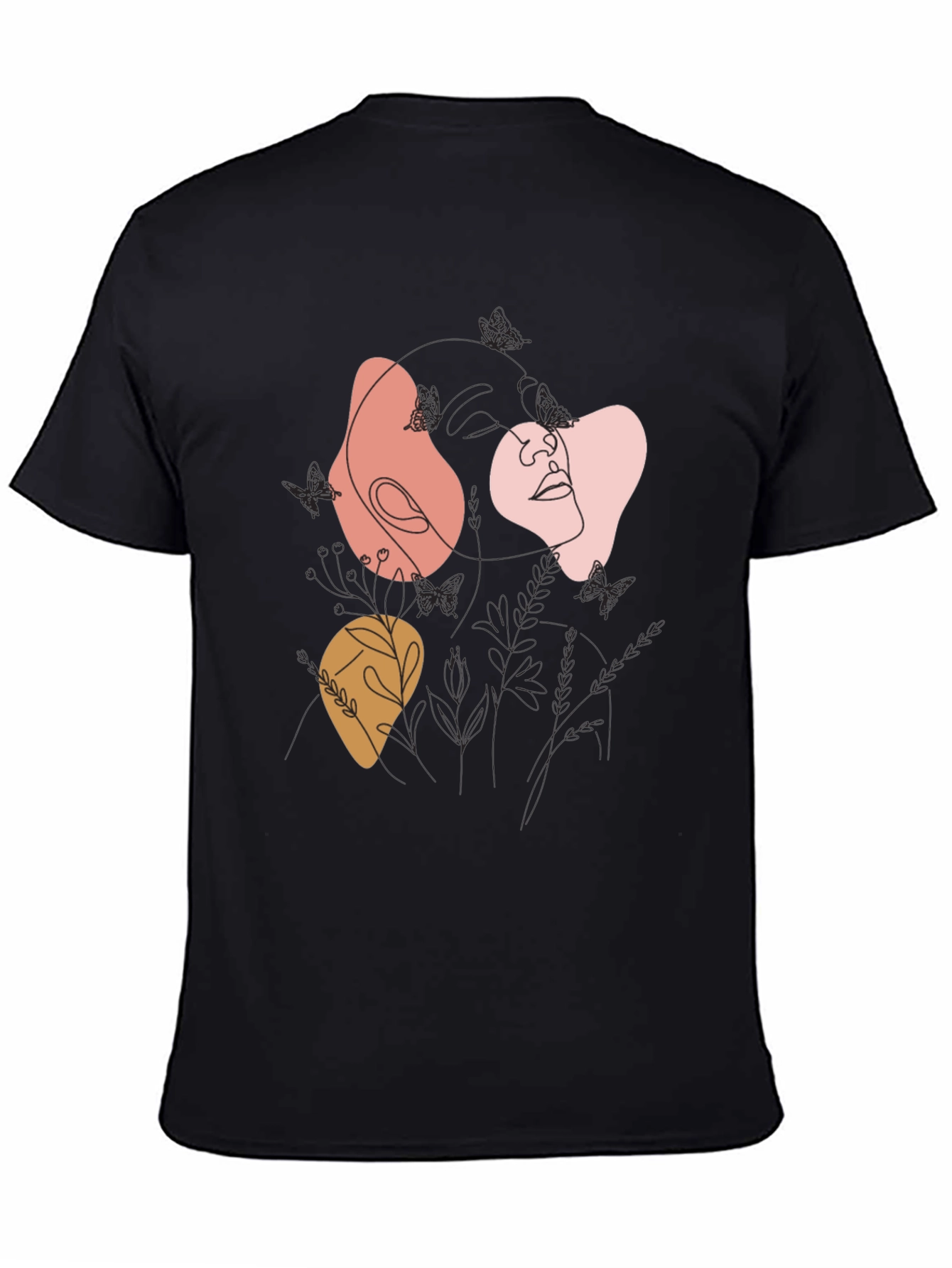 Abstract Line Art Graphic Tee - Modern Casual Top